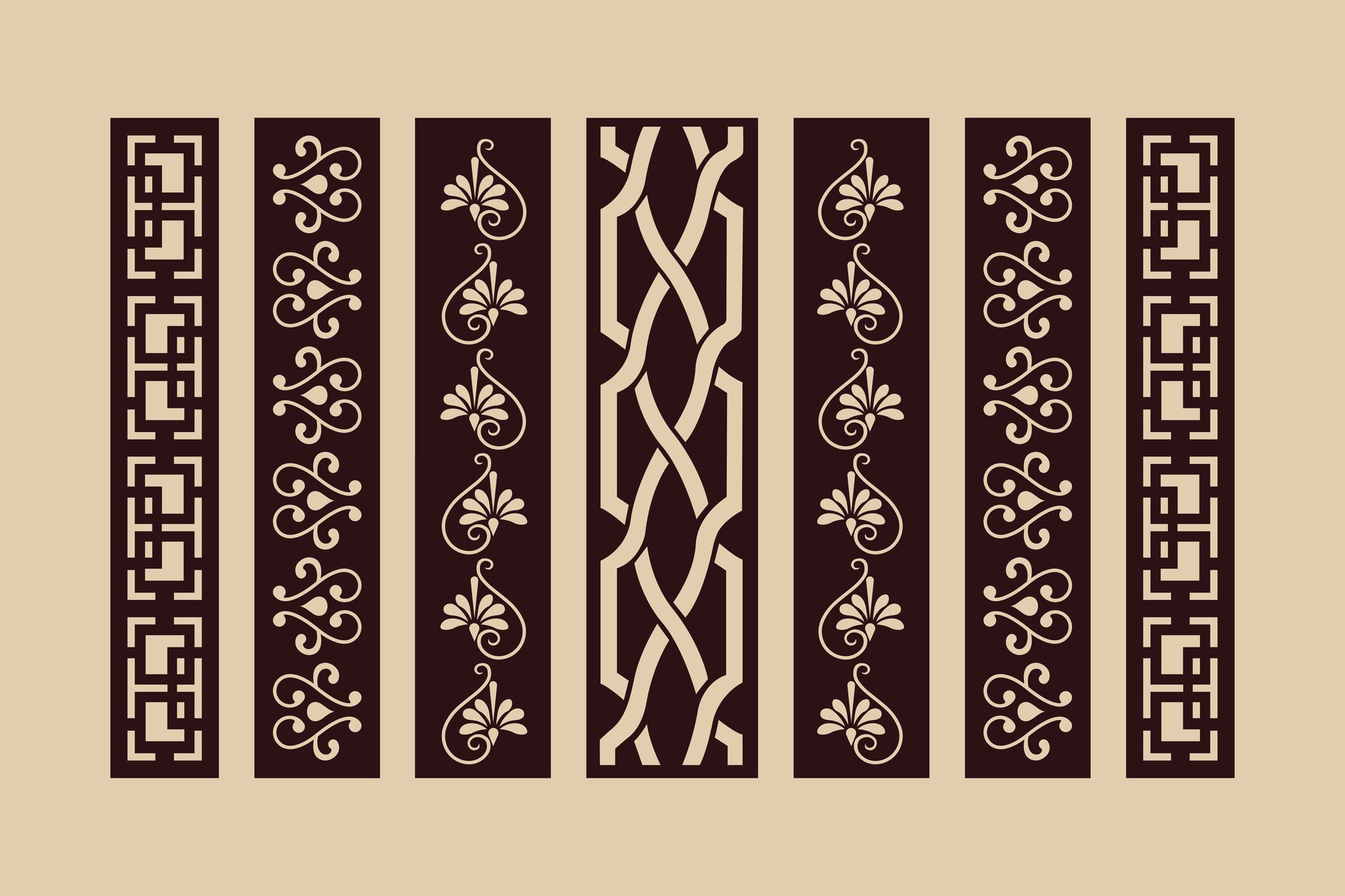 Laser and CNC cutting panels template. Decorative die cut CNC pattern Free Vector