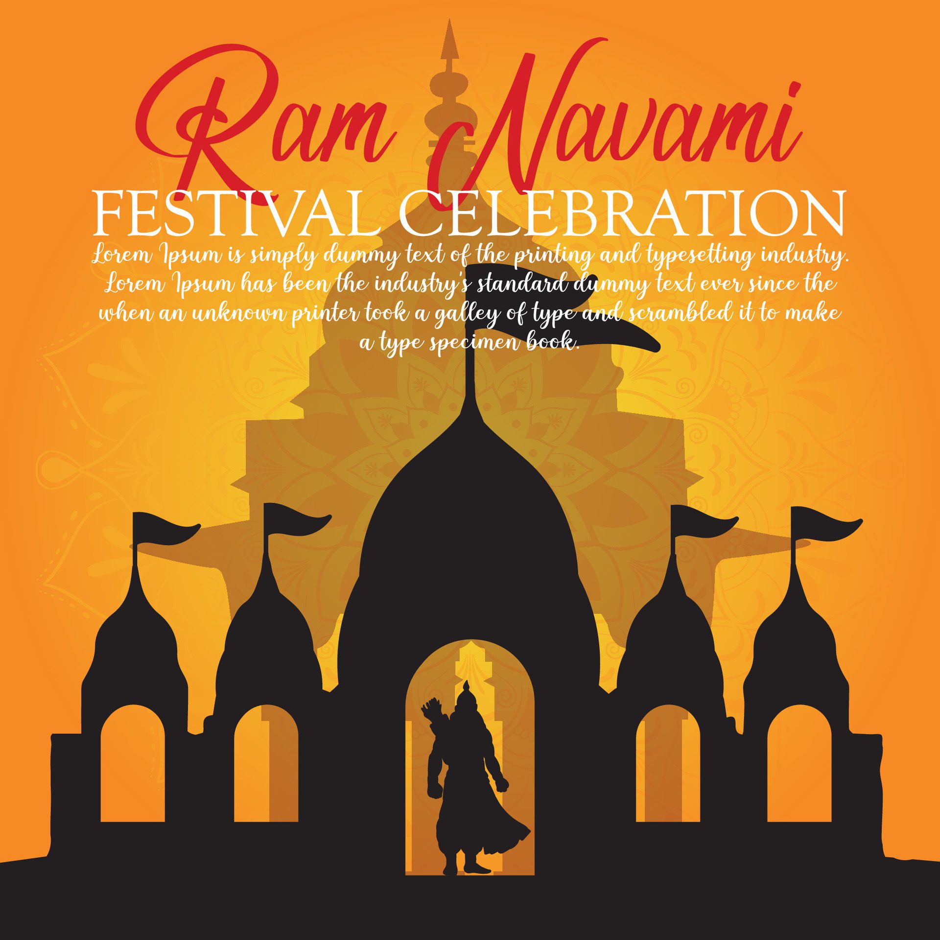 Happy Ram Navami cultural Banner Hindu festival vertical post wishes celebration card Ram Navami celebration background Free Vector