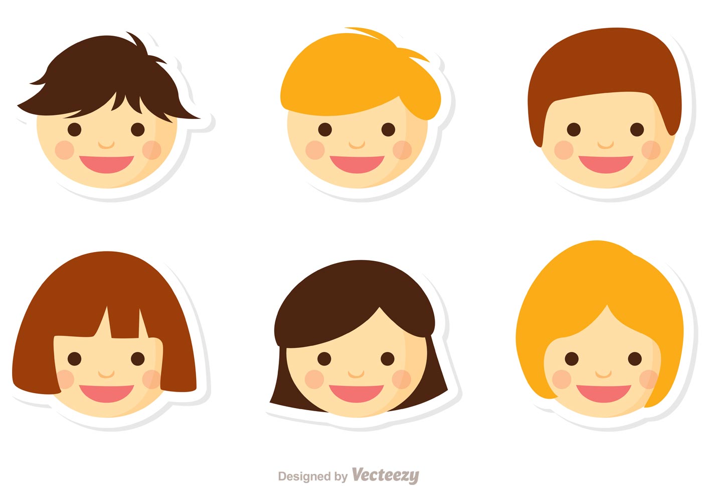 Niños Face Vector Pack 1 Free Vector and Free SVG