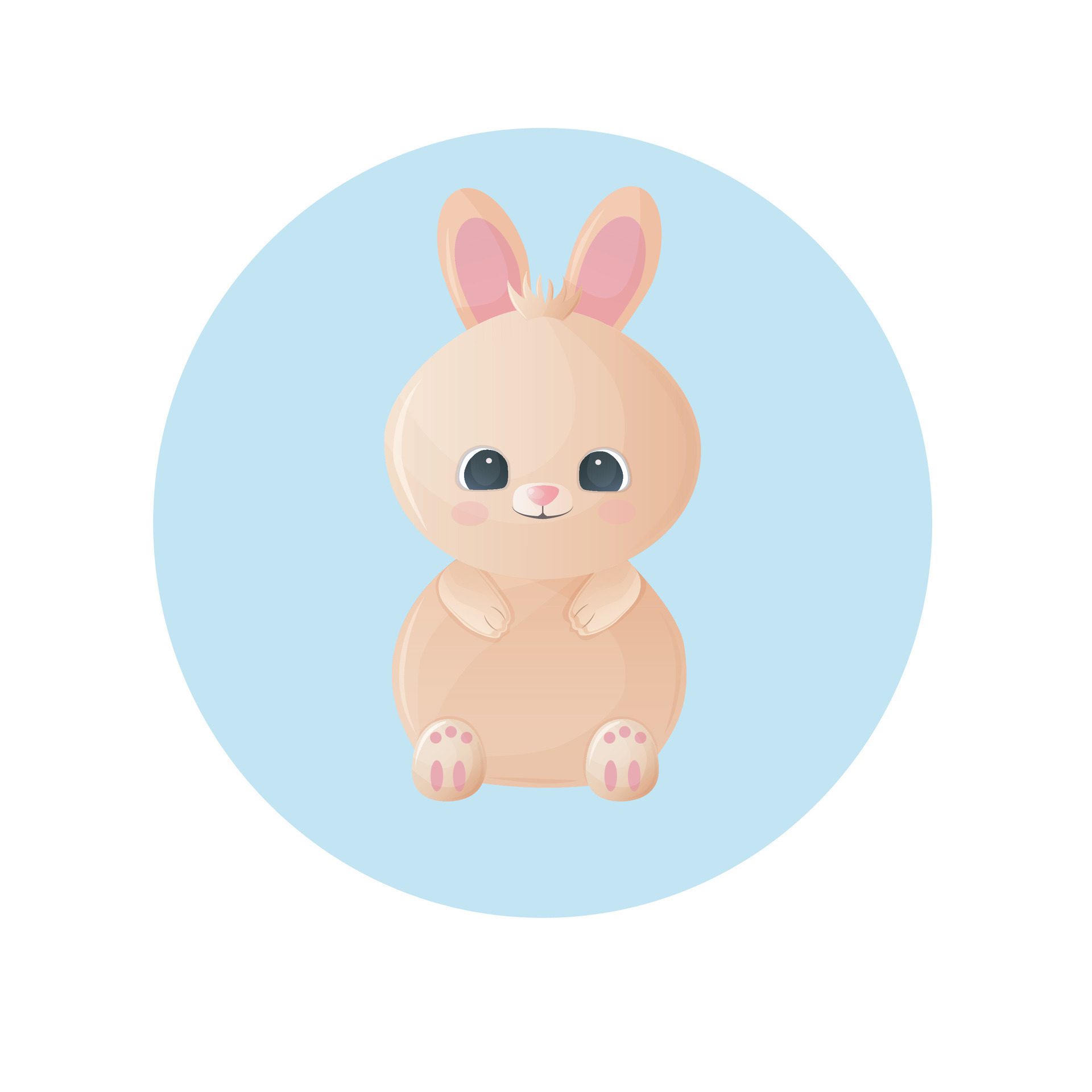 Cute bunny on white background. Good for posters, banners, and gift cards. Free Vector