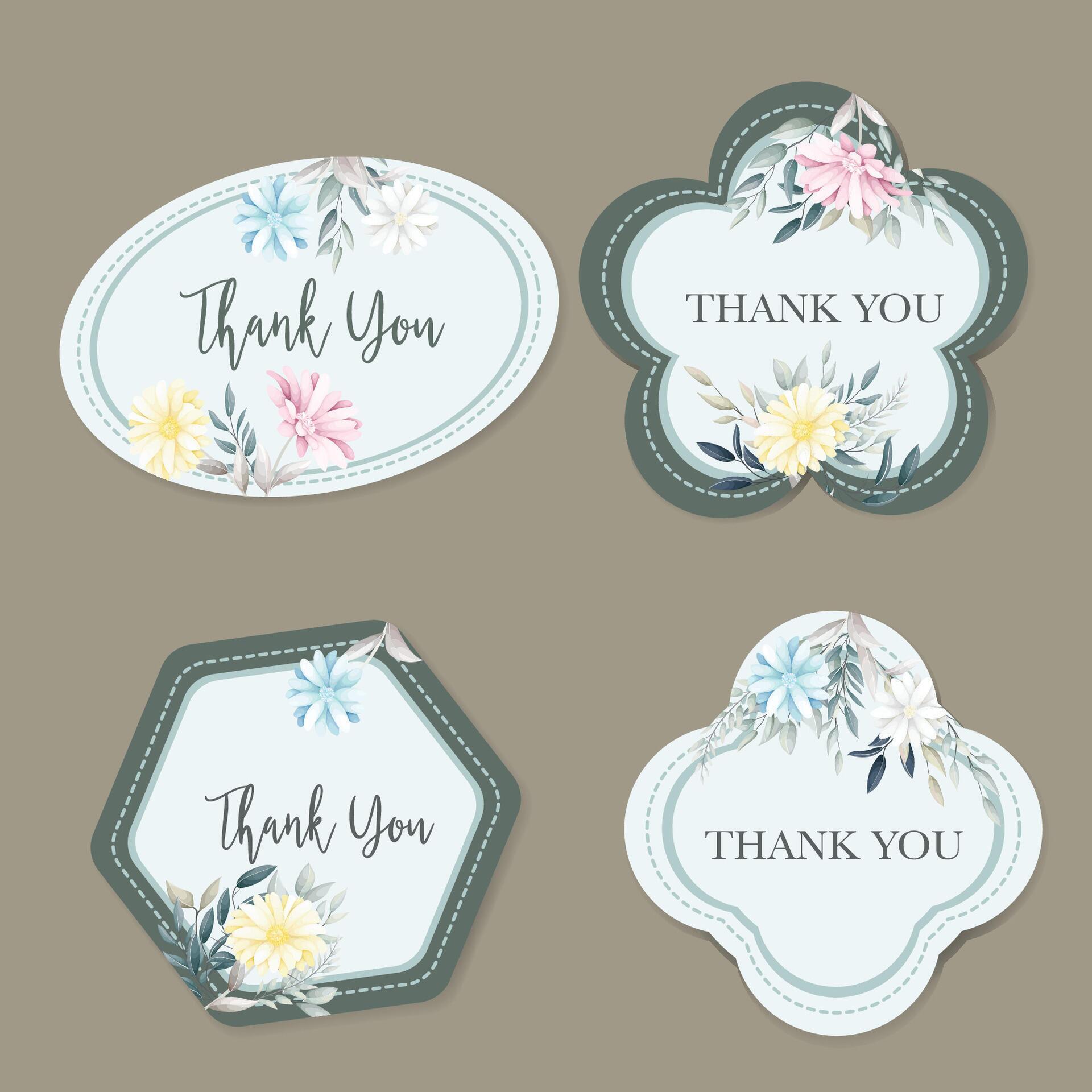 hand drawn flowers wreath label template Stock Free