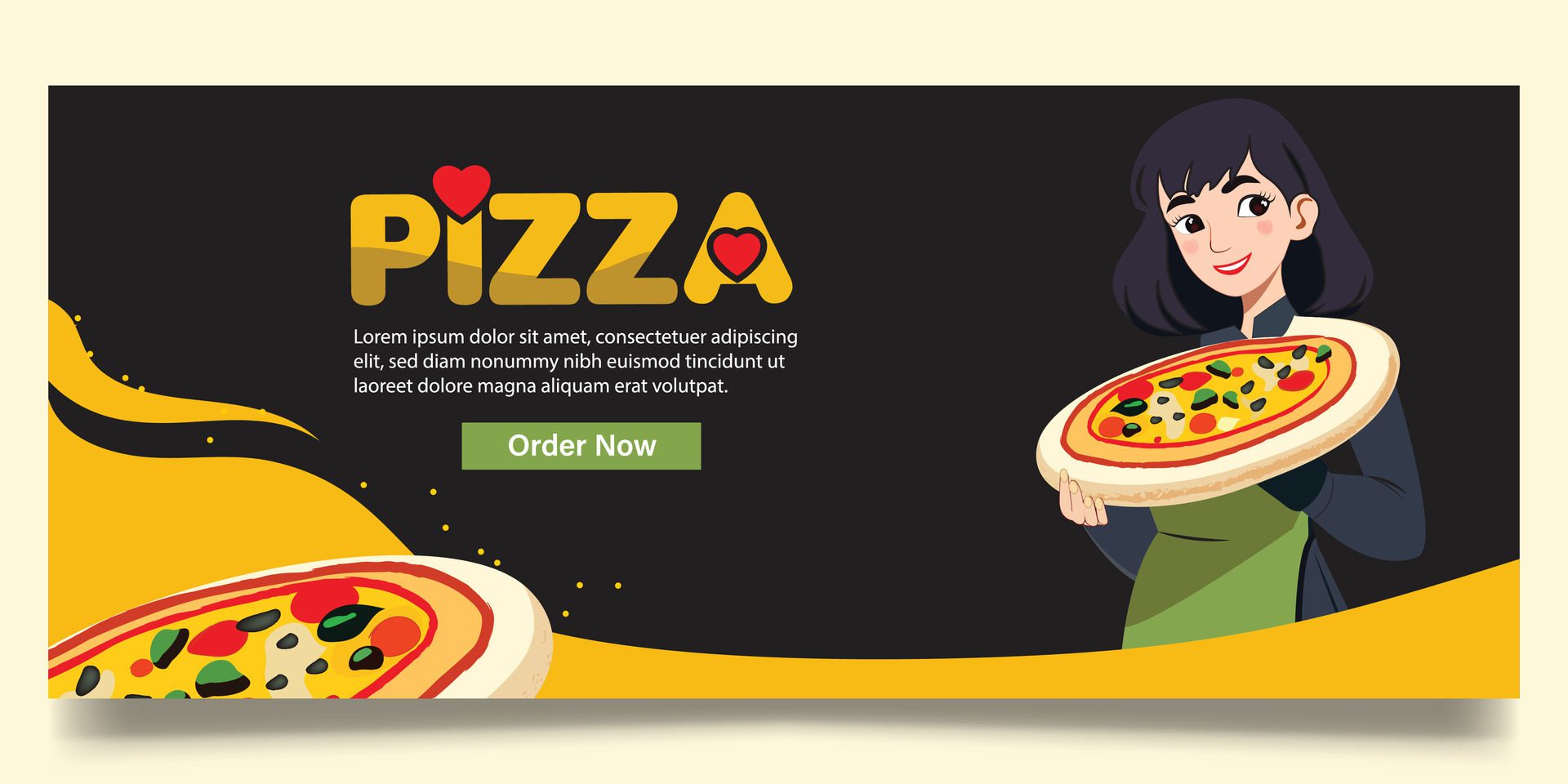 Pizza and fast food banner design Free Vector