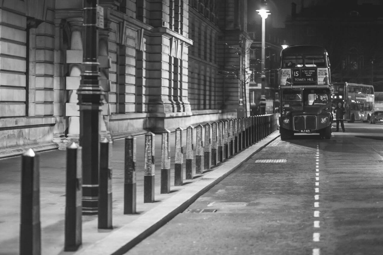 Black and White Vintage London Bus Stock Free