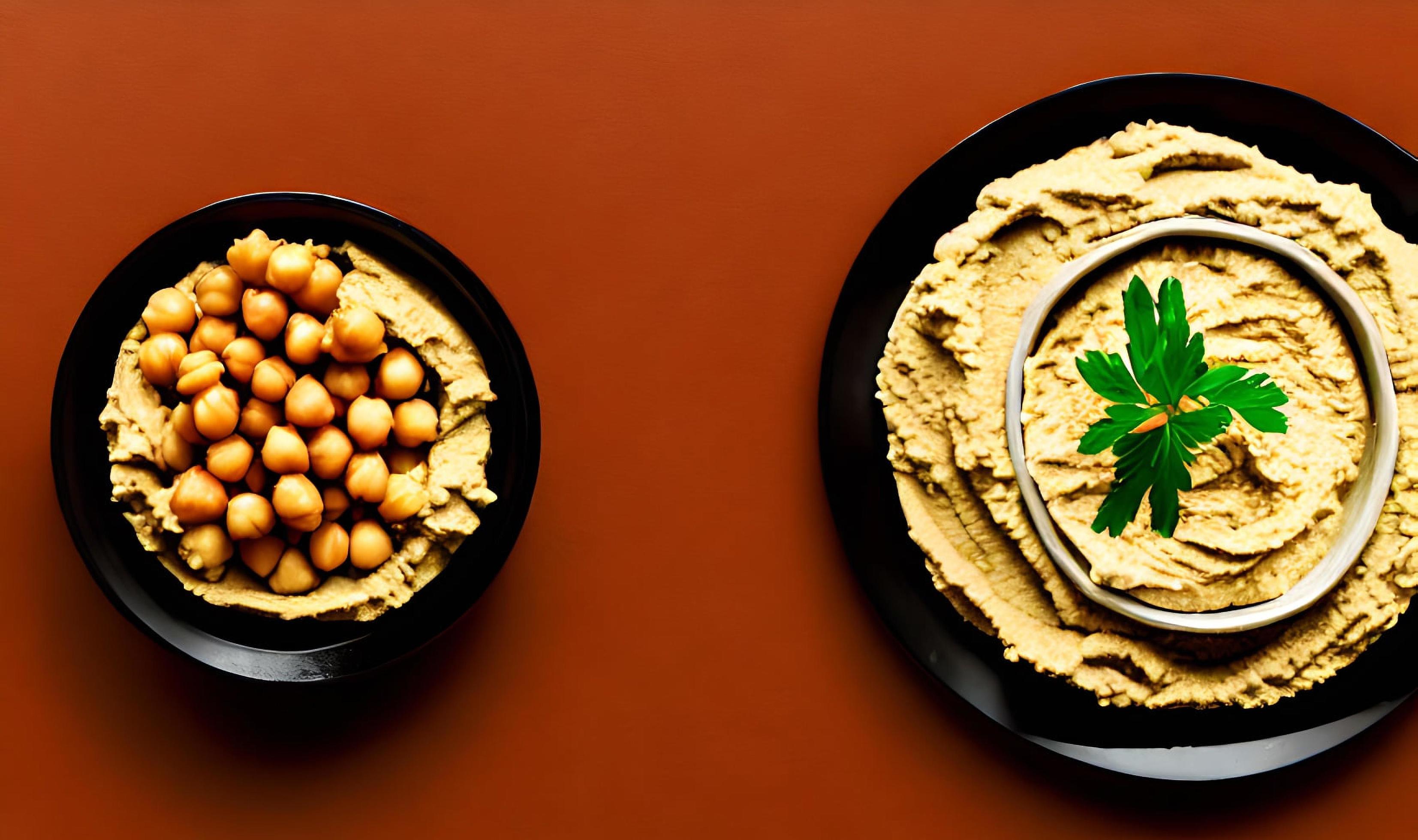 Healthy food. Traditional freshly made organic hummus. Stock Free