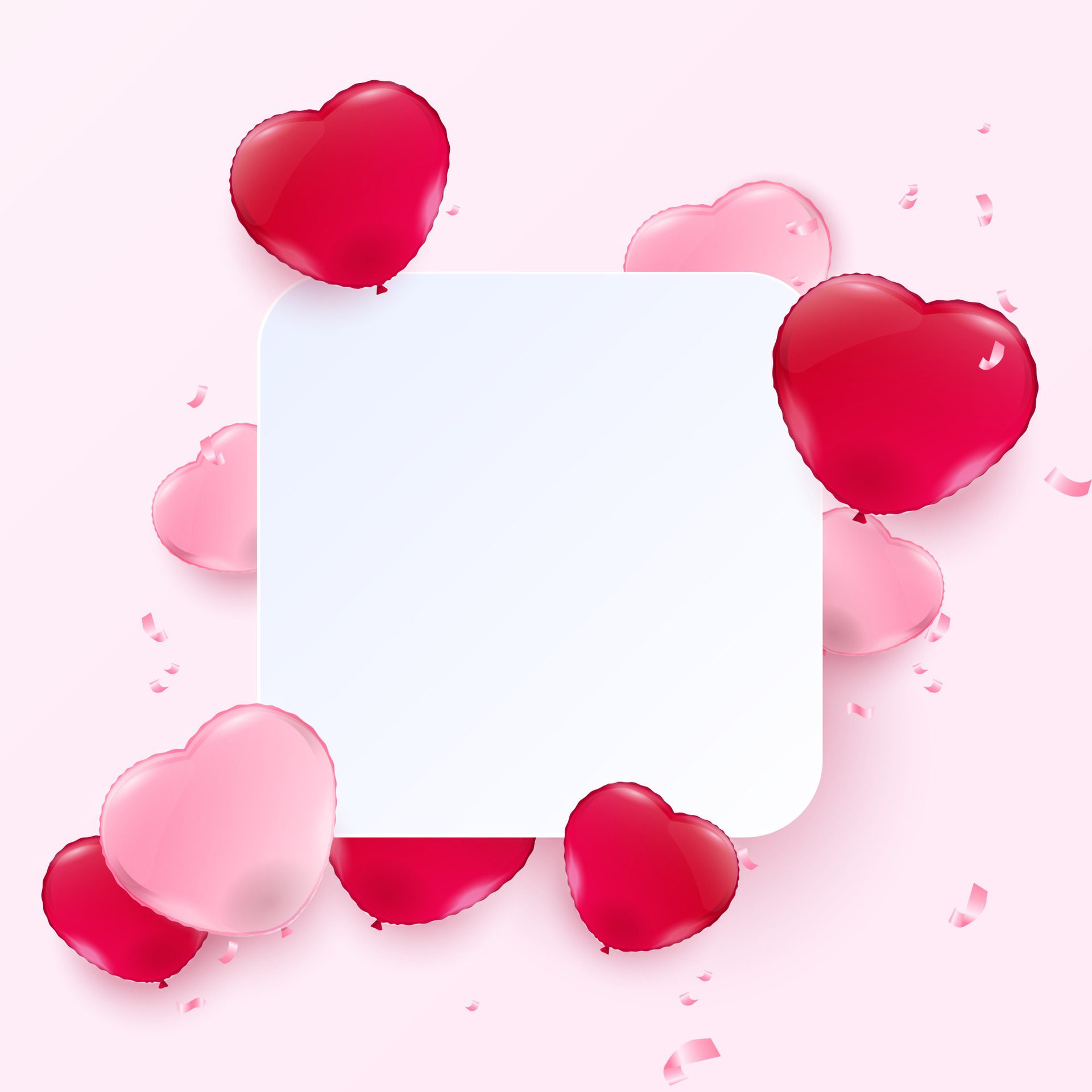 White banner and heart helium balloon Free Vector