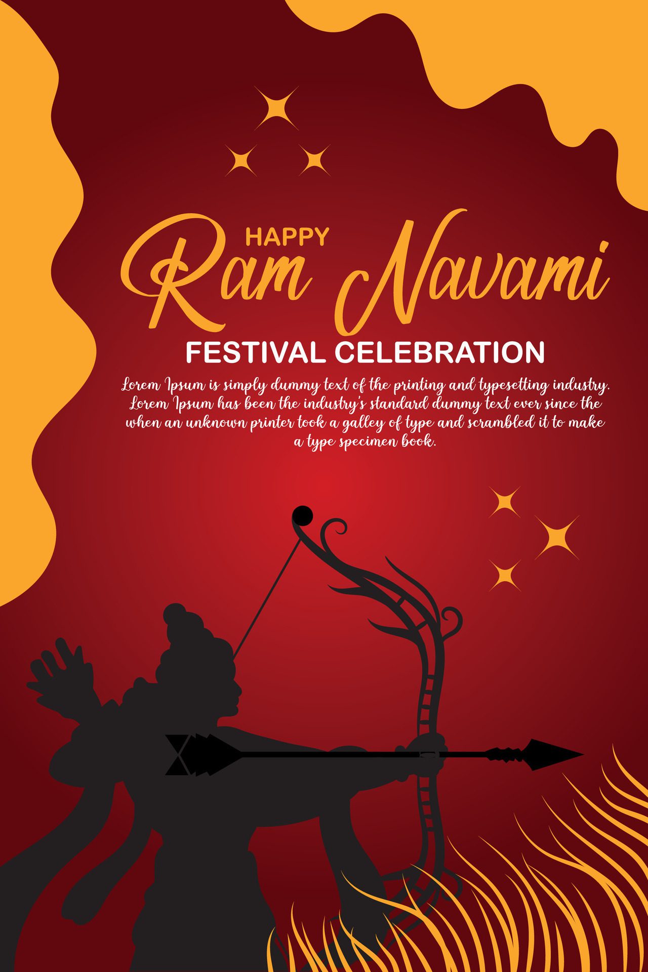 Happy Ram Navami cultural Banner Hindu festival vertical post wishes celebration card Ram Navami celebration background Free Vector