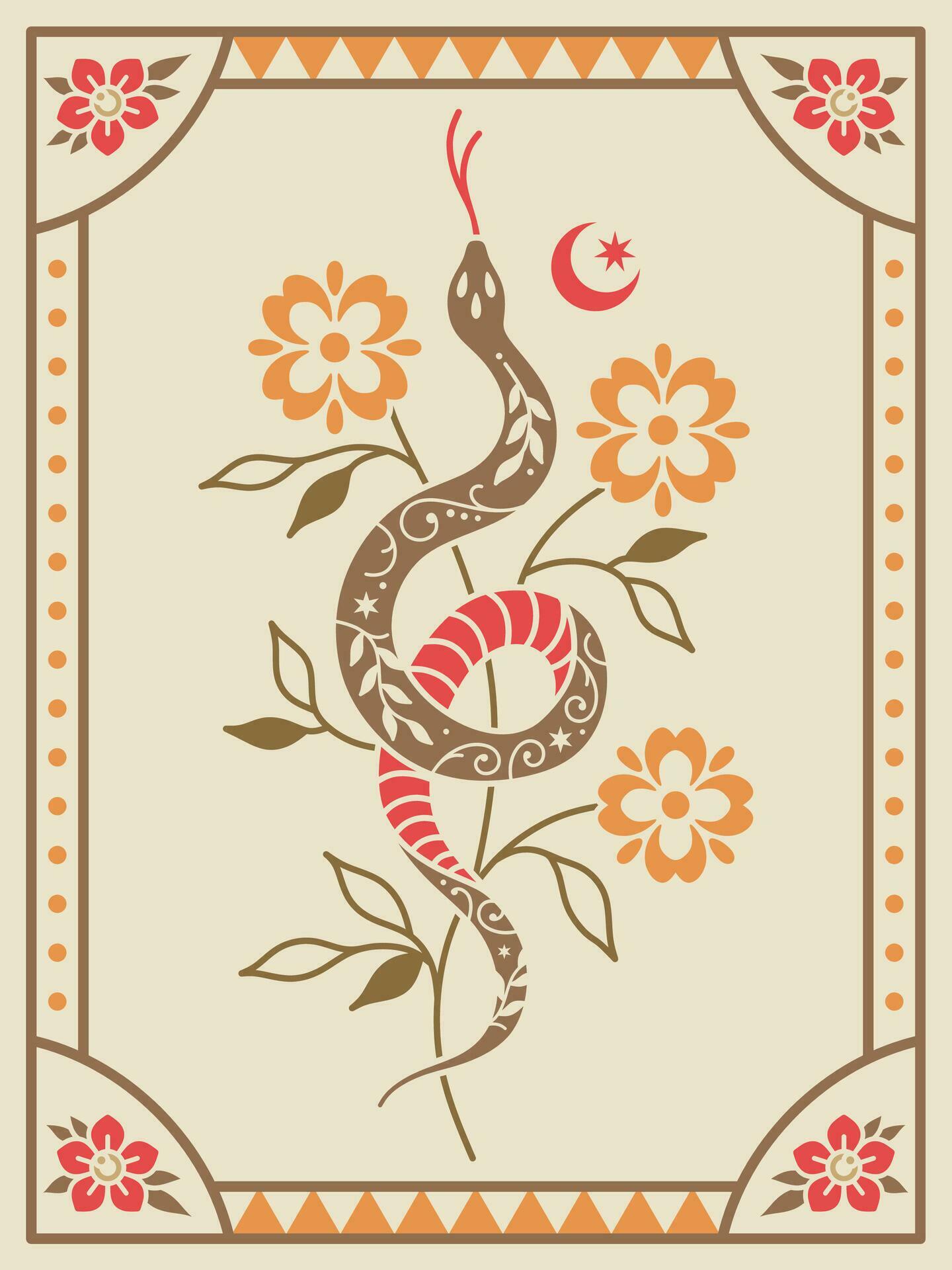 flower and snake design, quality vector design. Stock Free and Free SVG