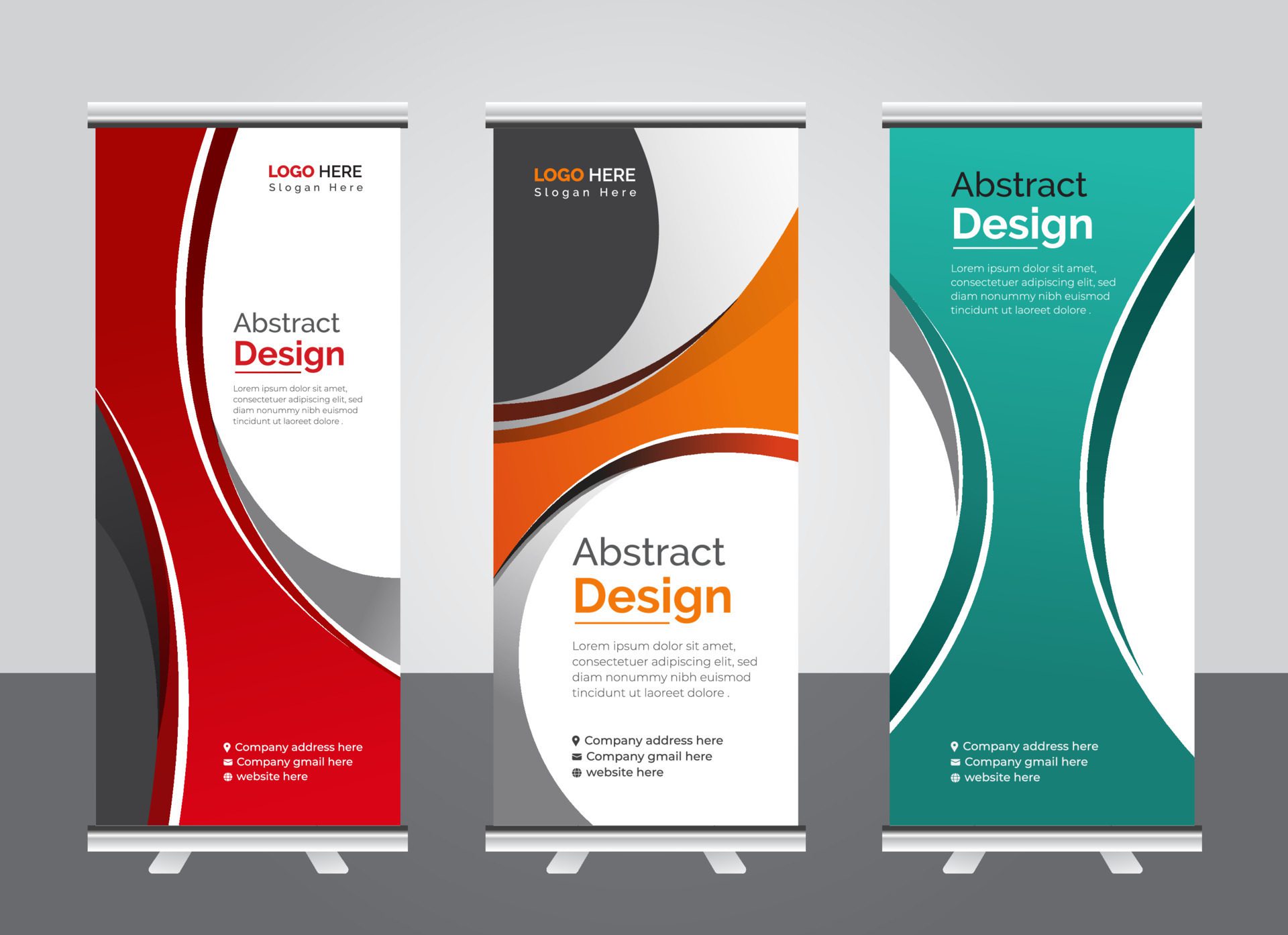 Professional corporate colorful roll up banner design template Free Vector