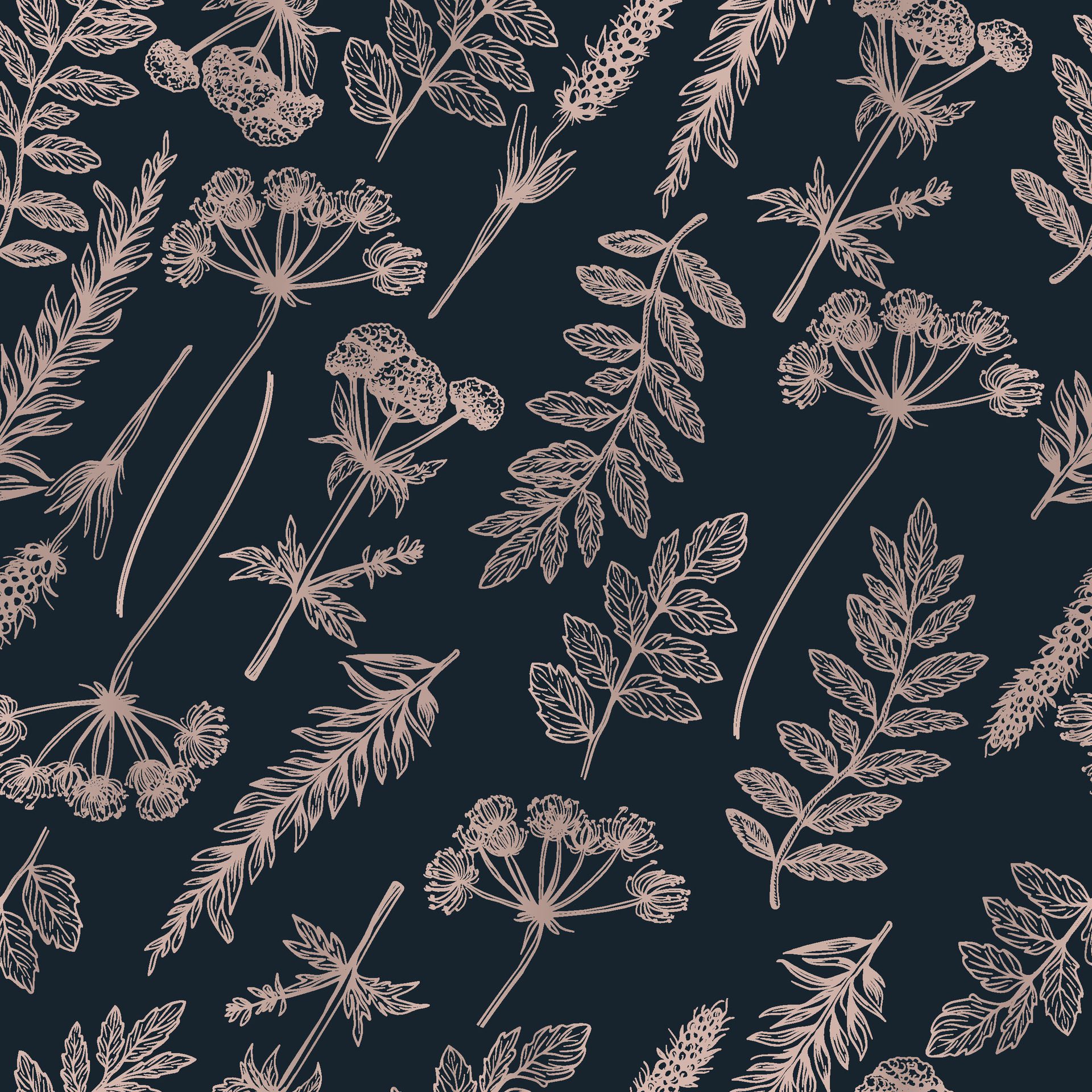 A seamless pattern featuring wild herbs in a vintage style with a grunge touch. Elegance to the botanical illustration. Free Vector