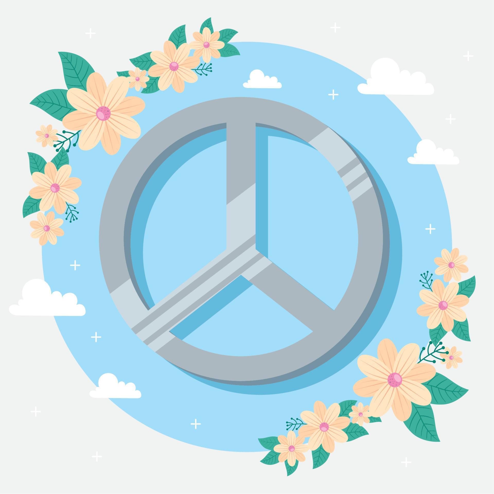 peace symbol with flowers Stock Free