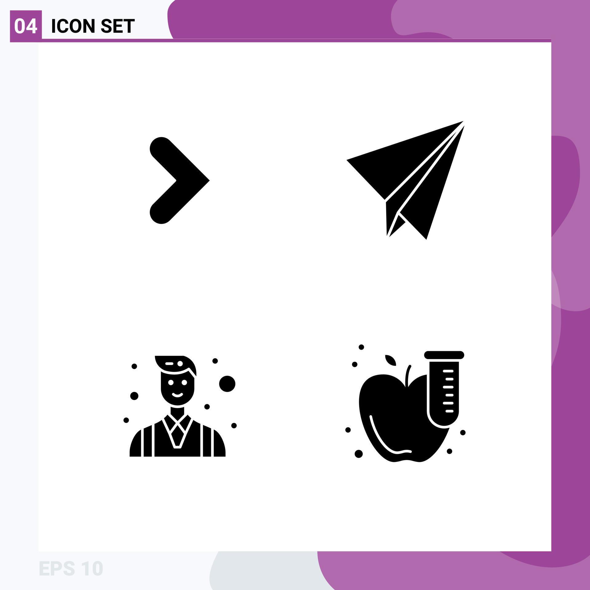 4 Thematic Vector Solid Glyphs and Editable Symbols of arrow entrepreneur direction plane science Editable Vector Design Elements Stock Free