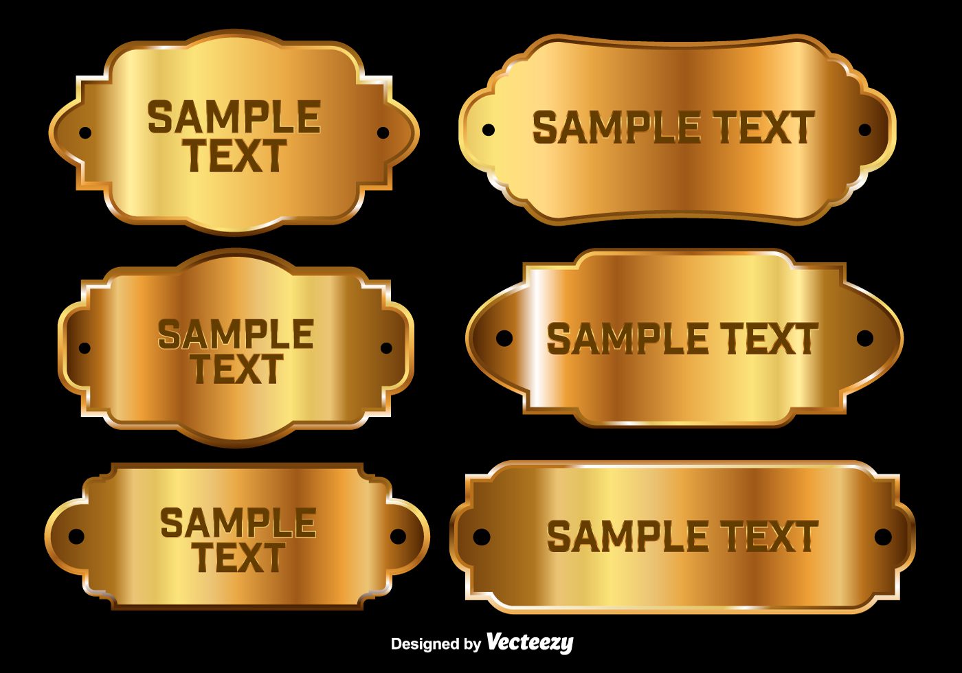 Shiny golden name plates Free Vector and Free SVG