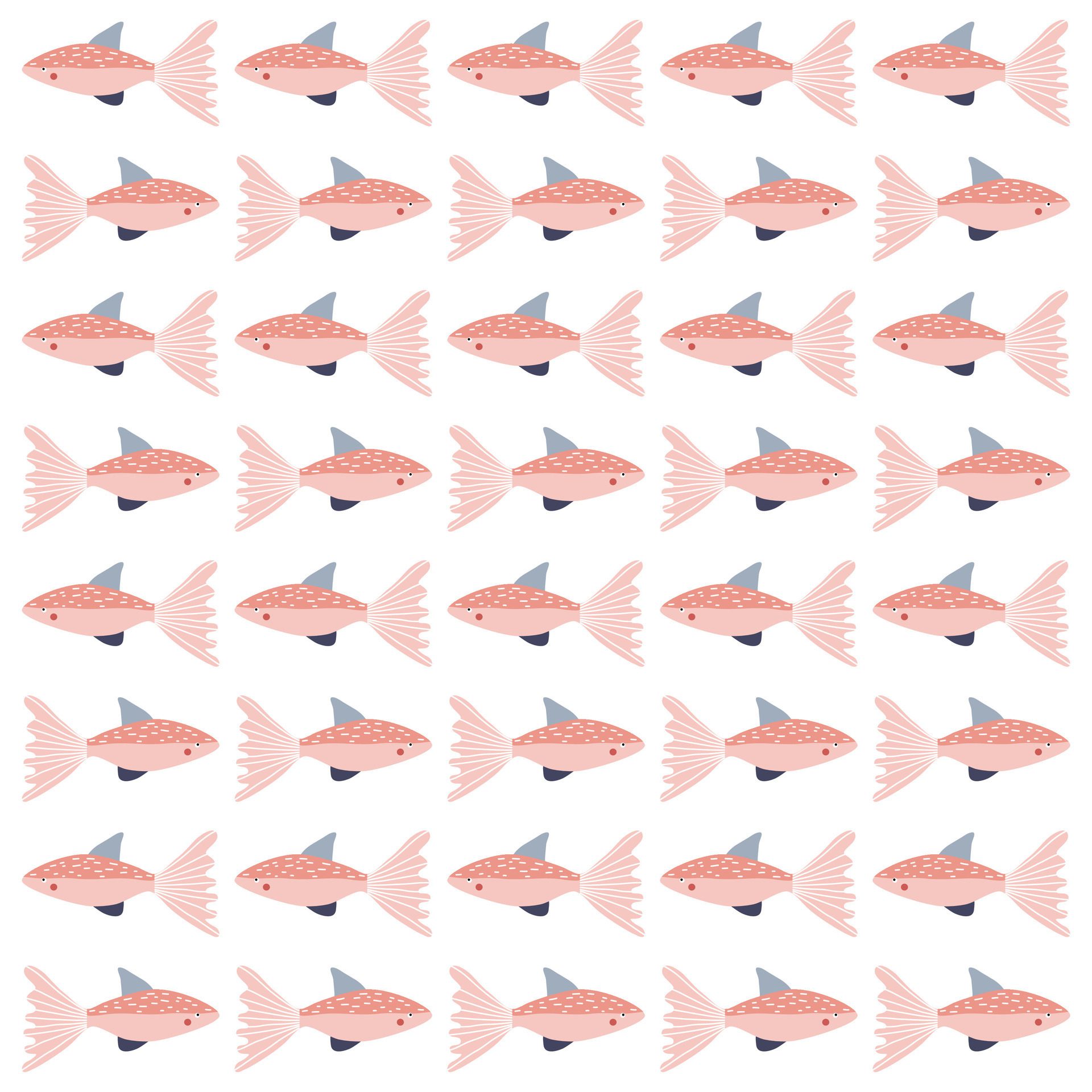 Cute underwater animal pattern. Cute pastel of fish. Underwater background. Pattern for Kids Free Vector