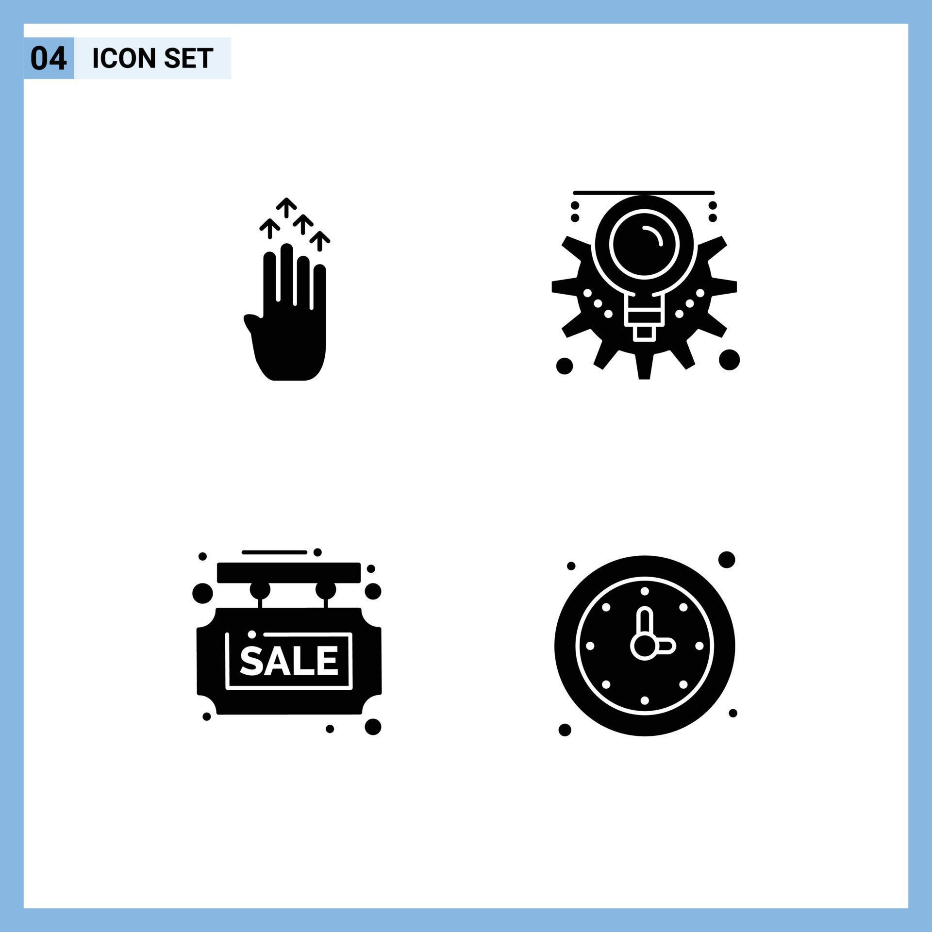 Universal Icon Symbols Group of 4 Modern Solid Glyphs of finger info arrow idea sale Editable Vector Design Elements Stock Free