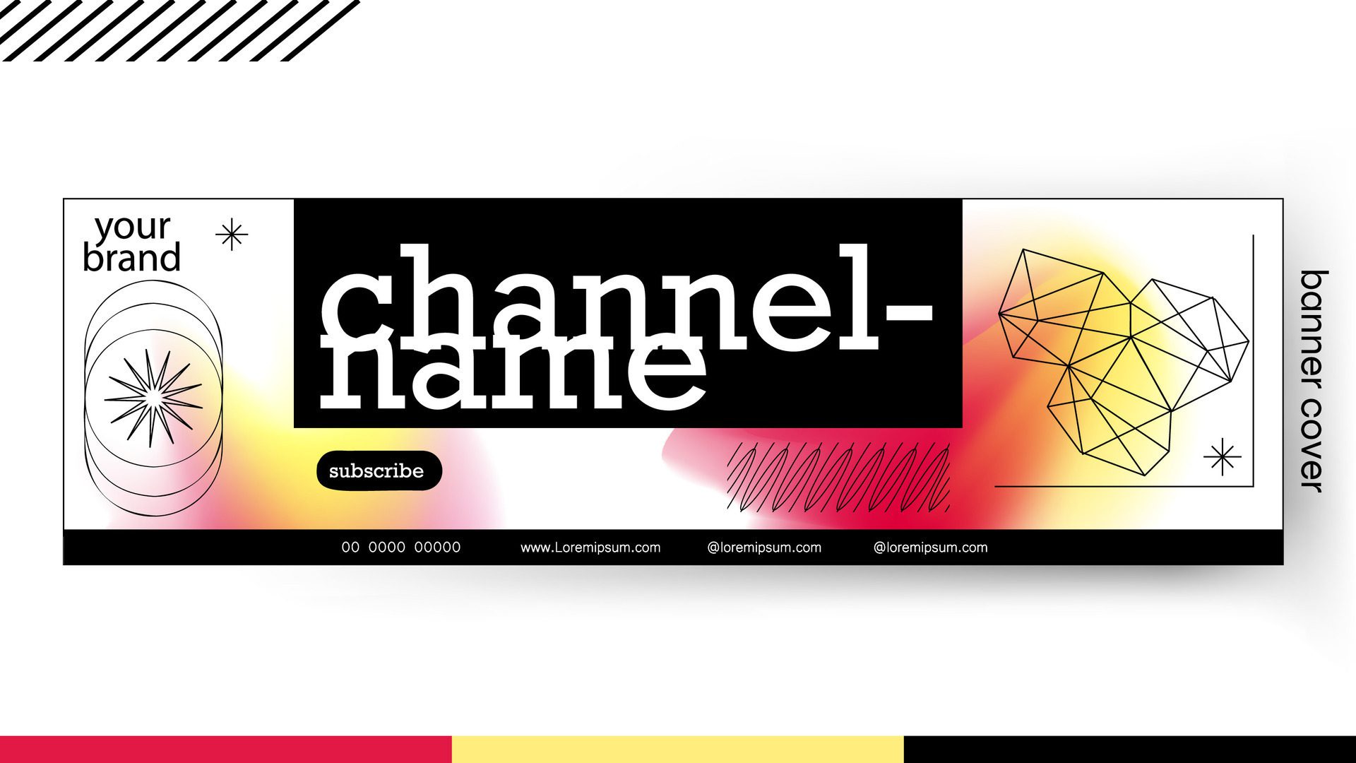 Cover banner Template gradient red and yellow color style brutalism design, Design a creative graphic banner for a web application. Free Vector