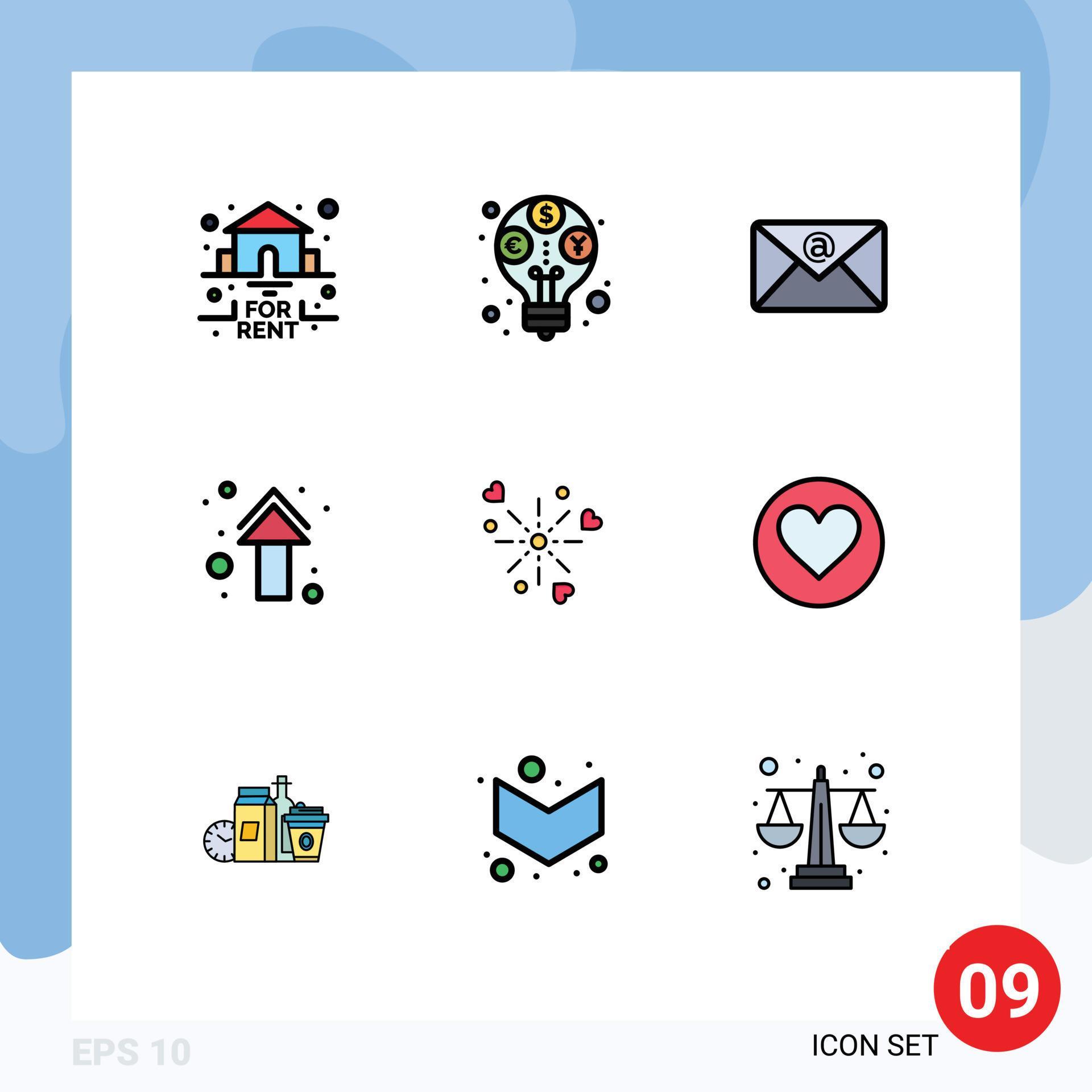 9 Creative Icons Modern Signs and Symbols of celebration straight email direction arrows Editable Vector Design Elements Stock Free