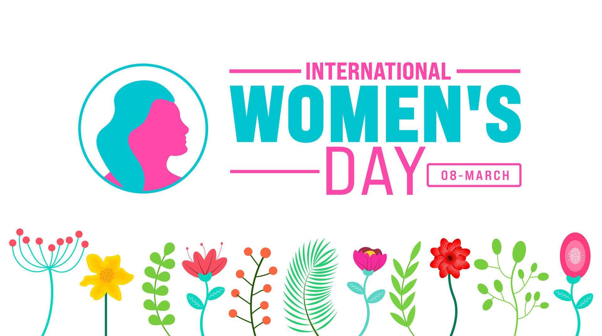 8 March is International Women’s Day flower background. use to background, banner, placard, card, and poster design template. vector illustration. Stock Free