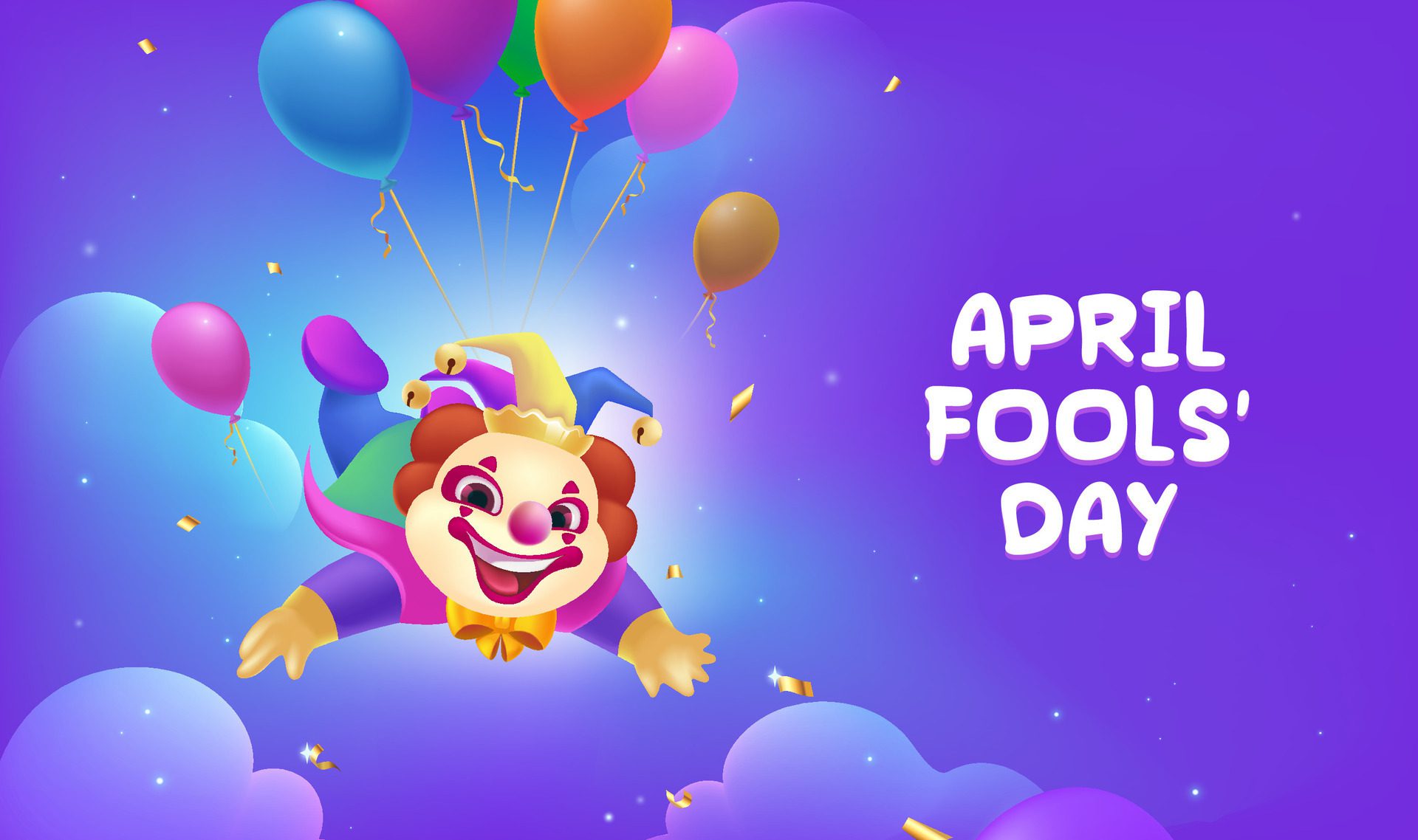 Vector hand painted April Fool’s Day celebration banner horizontal template Free Vector