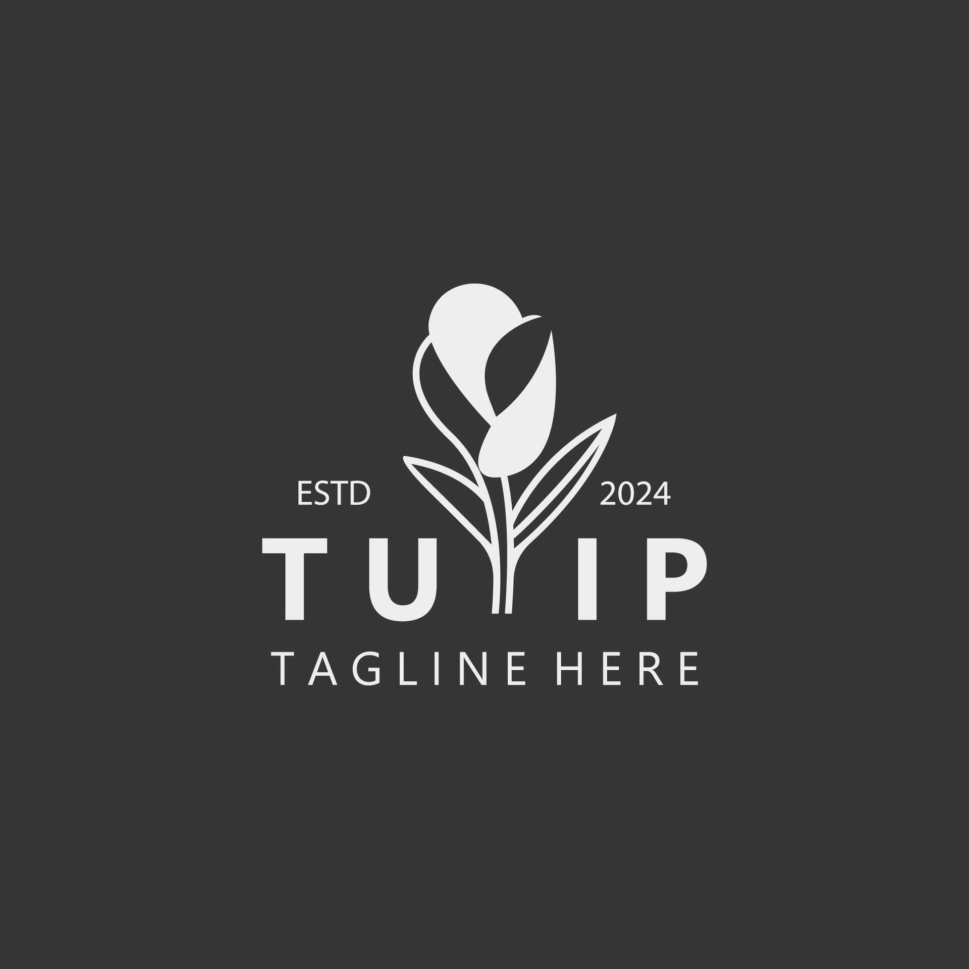 Tulip Flower logo with leaves design, suitable for fashion, beauty spa and boutique emblem business Stock Free