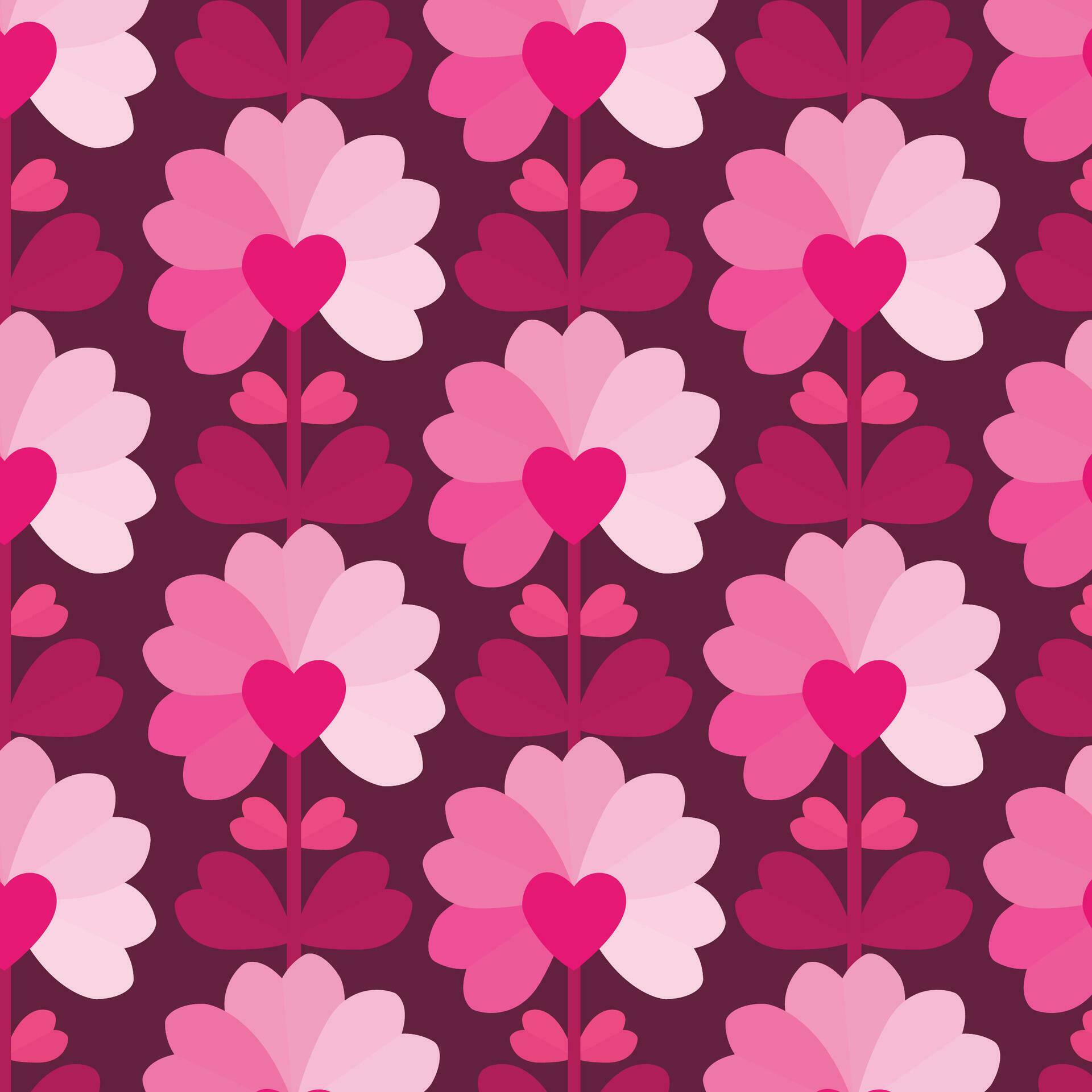 Vector Illustration of background with flowers and hearts Stock Free