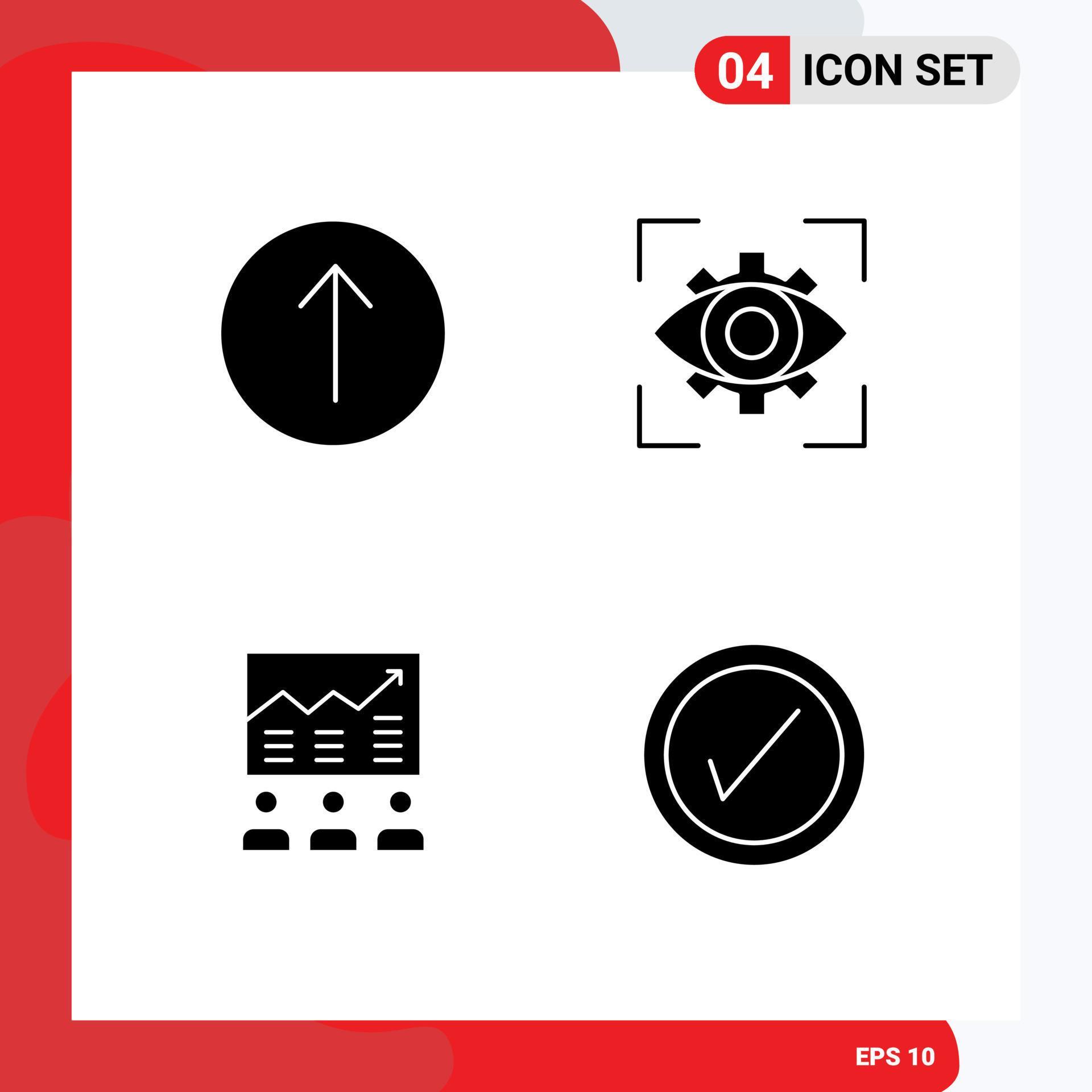 Pictogram Set of 4 Simple Solid Glyphs of arrow arrow eyesight view chart Editable Vector Design Elements Stock Free