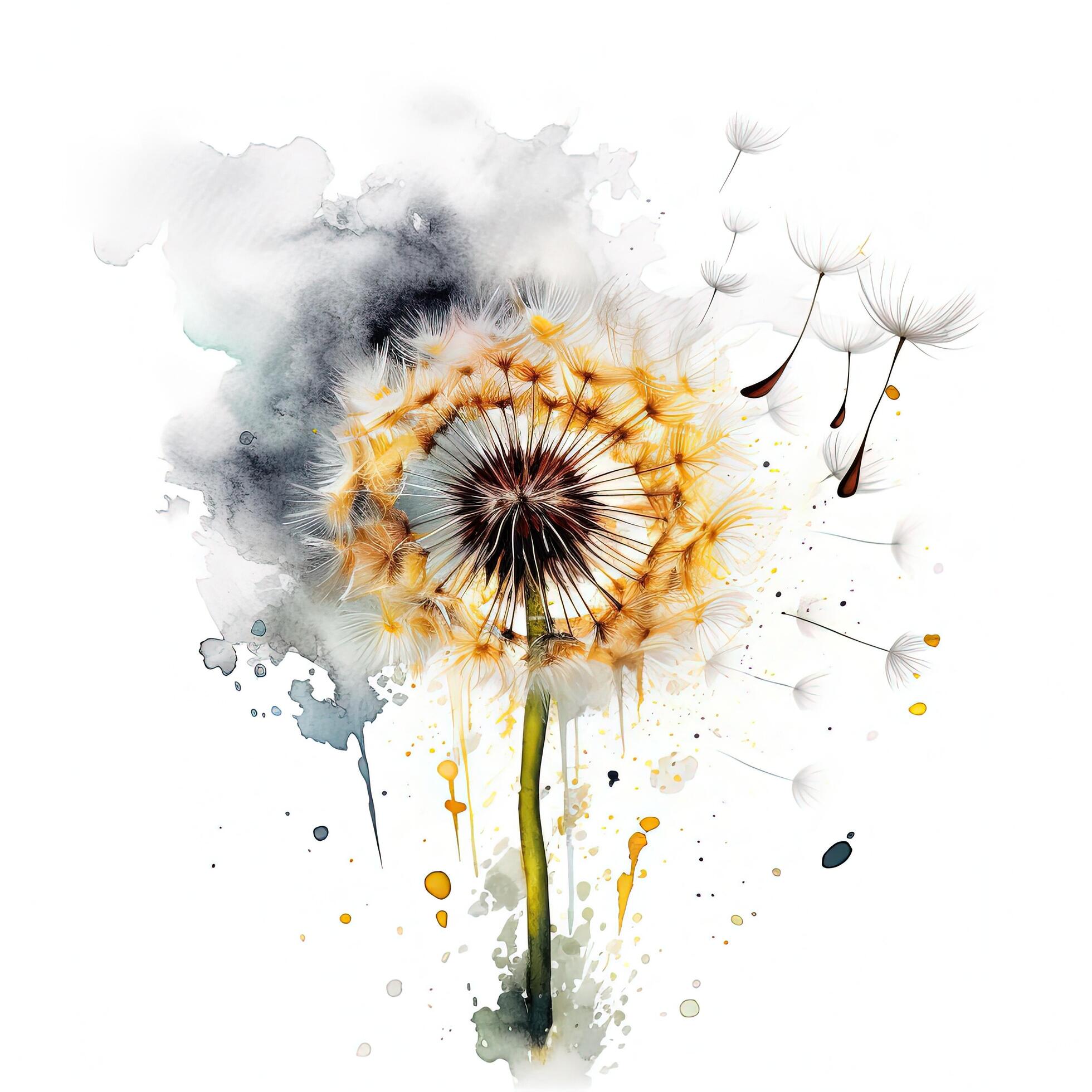 Watercolor dandelion flower. Illustration Stock Free