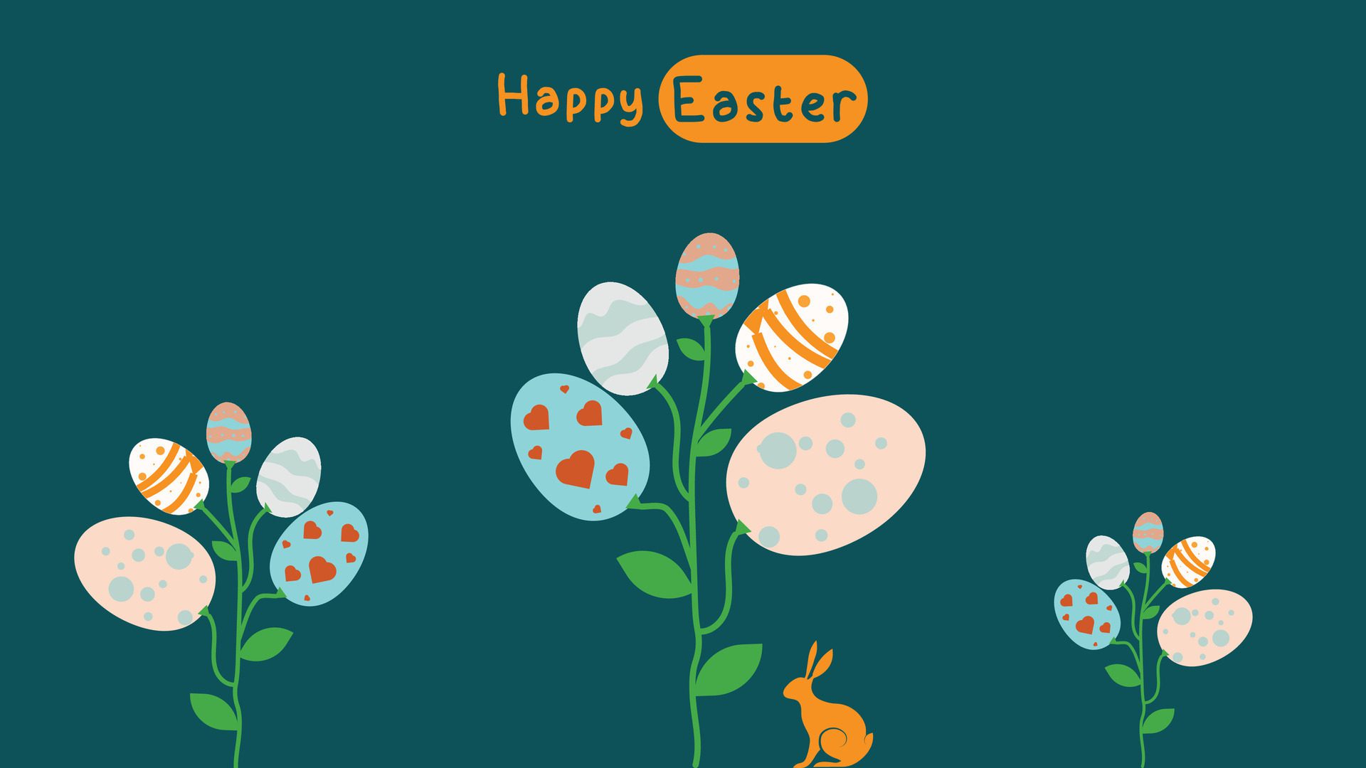 media post idea for easter egg background isolated in green, hand draw line rabbit, suit for decoration ,web, banner , wallpaper , with blank space Free Vector