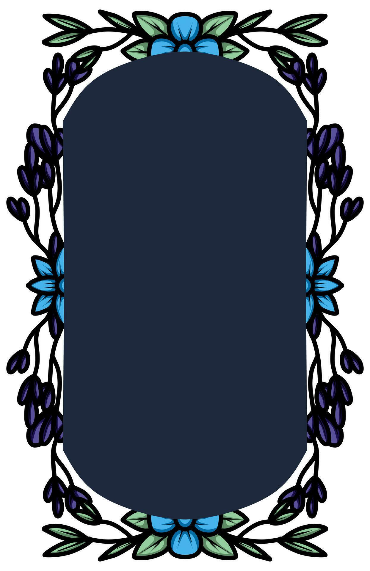 border frame with an arrangement of leaves and flowers Stock Free