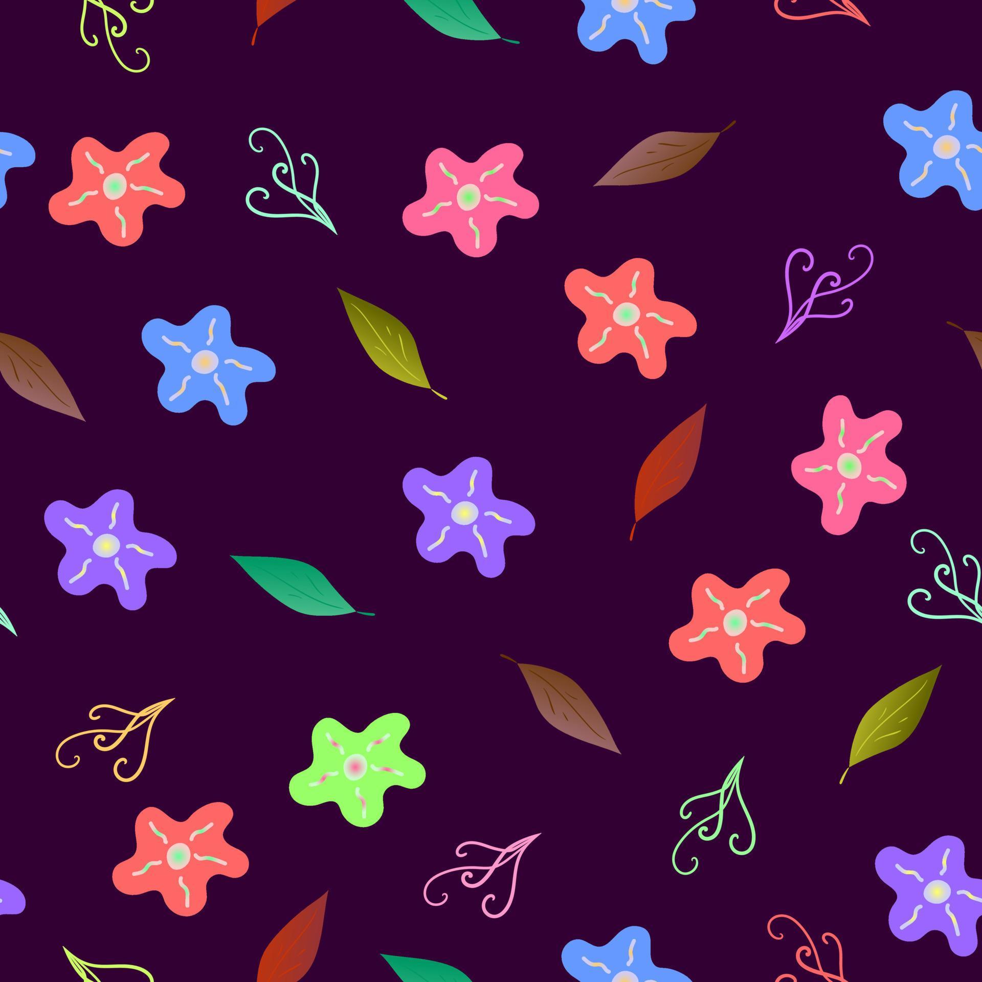 Seamless spring pattern with colorful leaves and flowers Stock Free and Free SVG