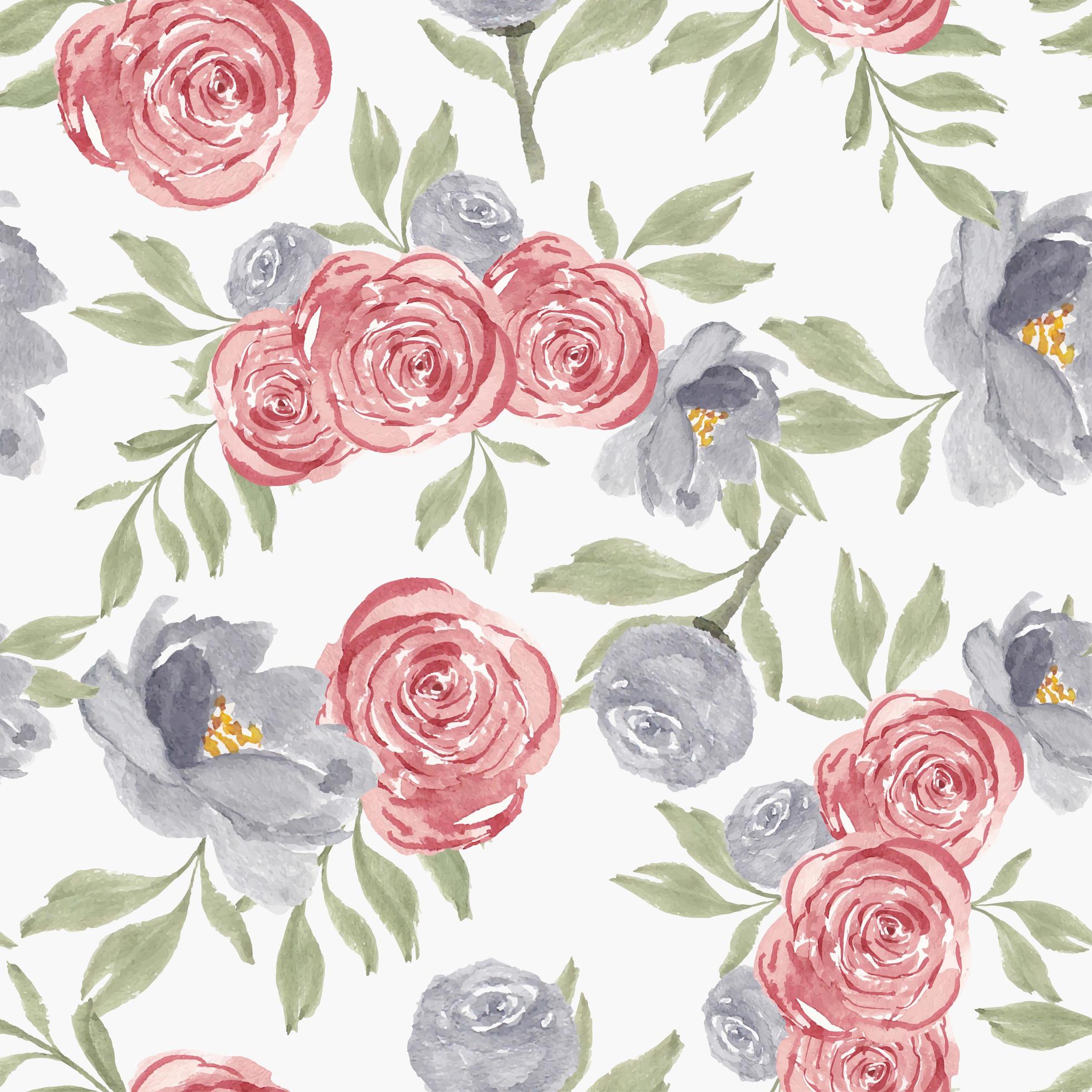 Watercolor rose peony flower seamless pattern Stock Free