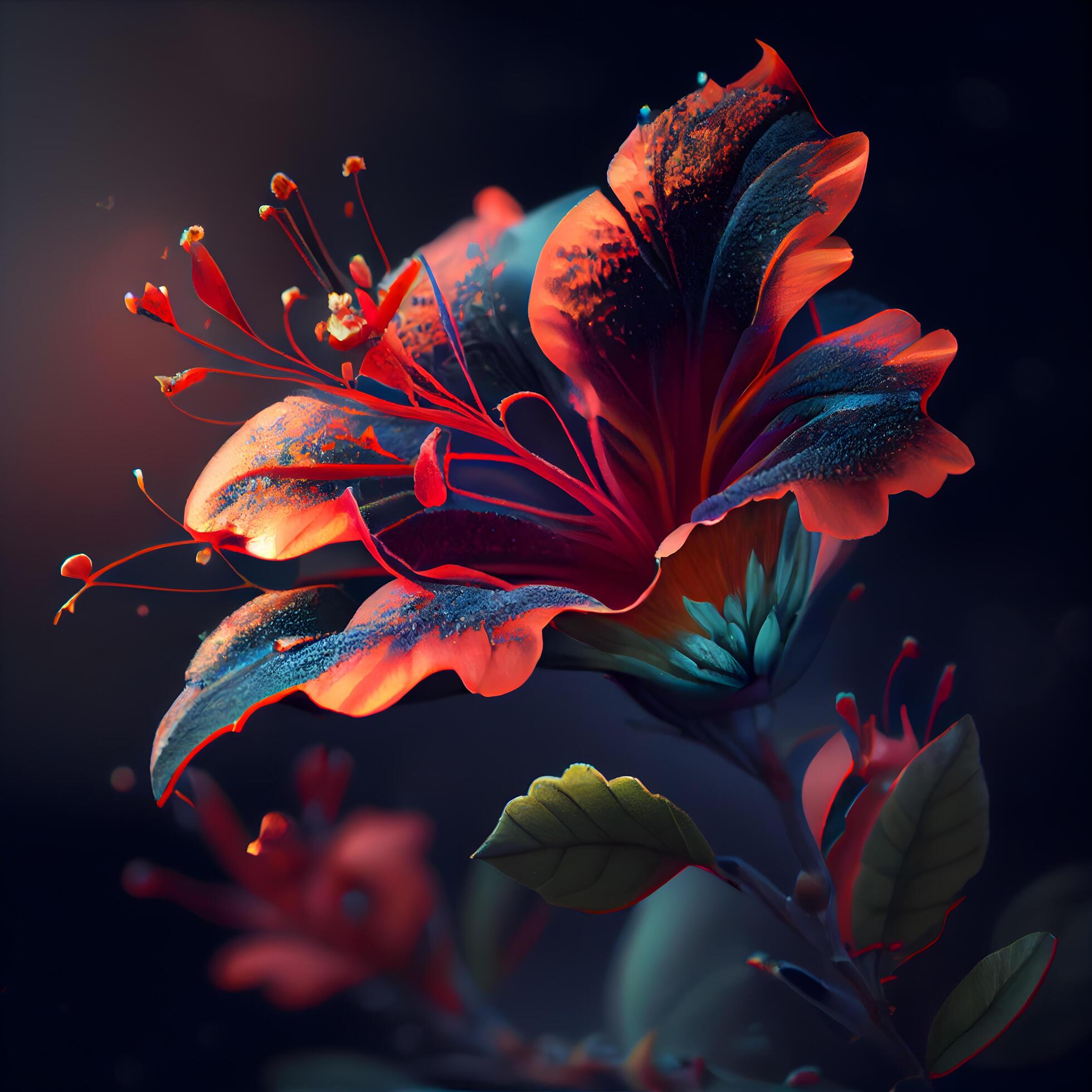 Hibiscus flower on a black background. 3d rendering, Image Stock Free