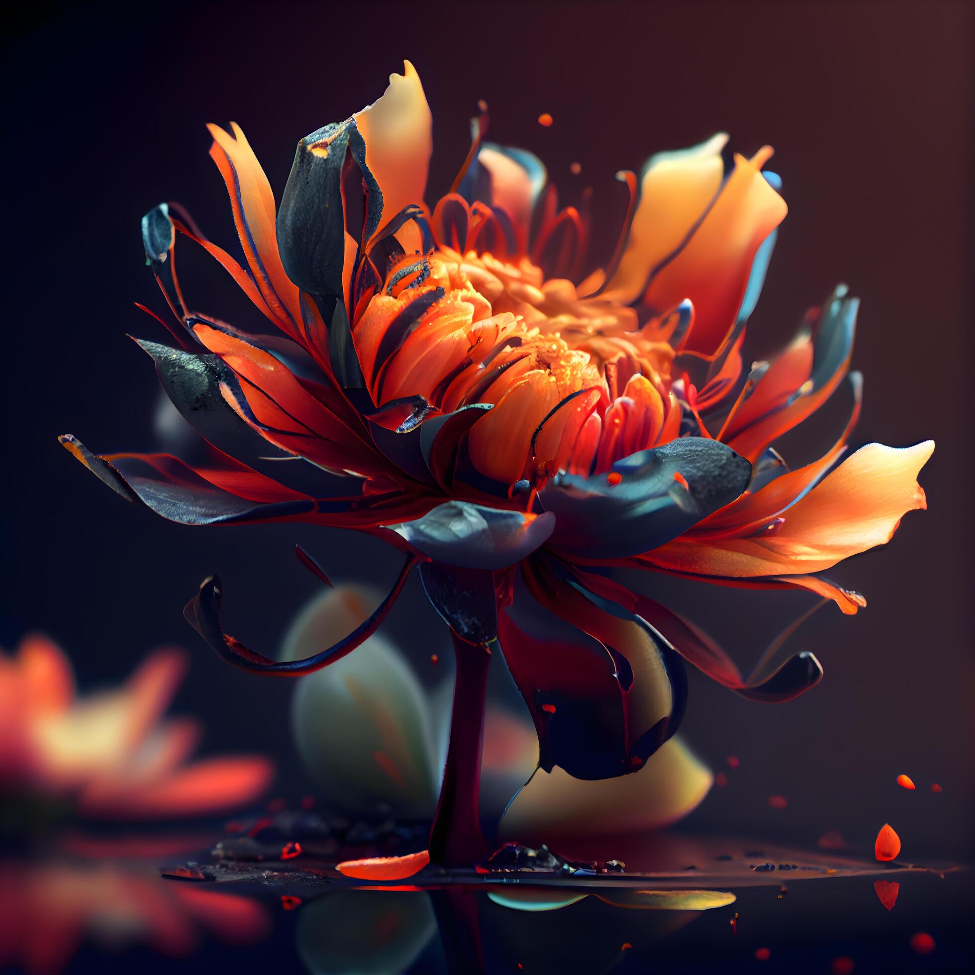 Beautiful flower on a dark background, close up, toned, Image Stock Free