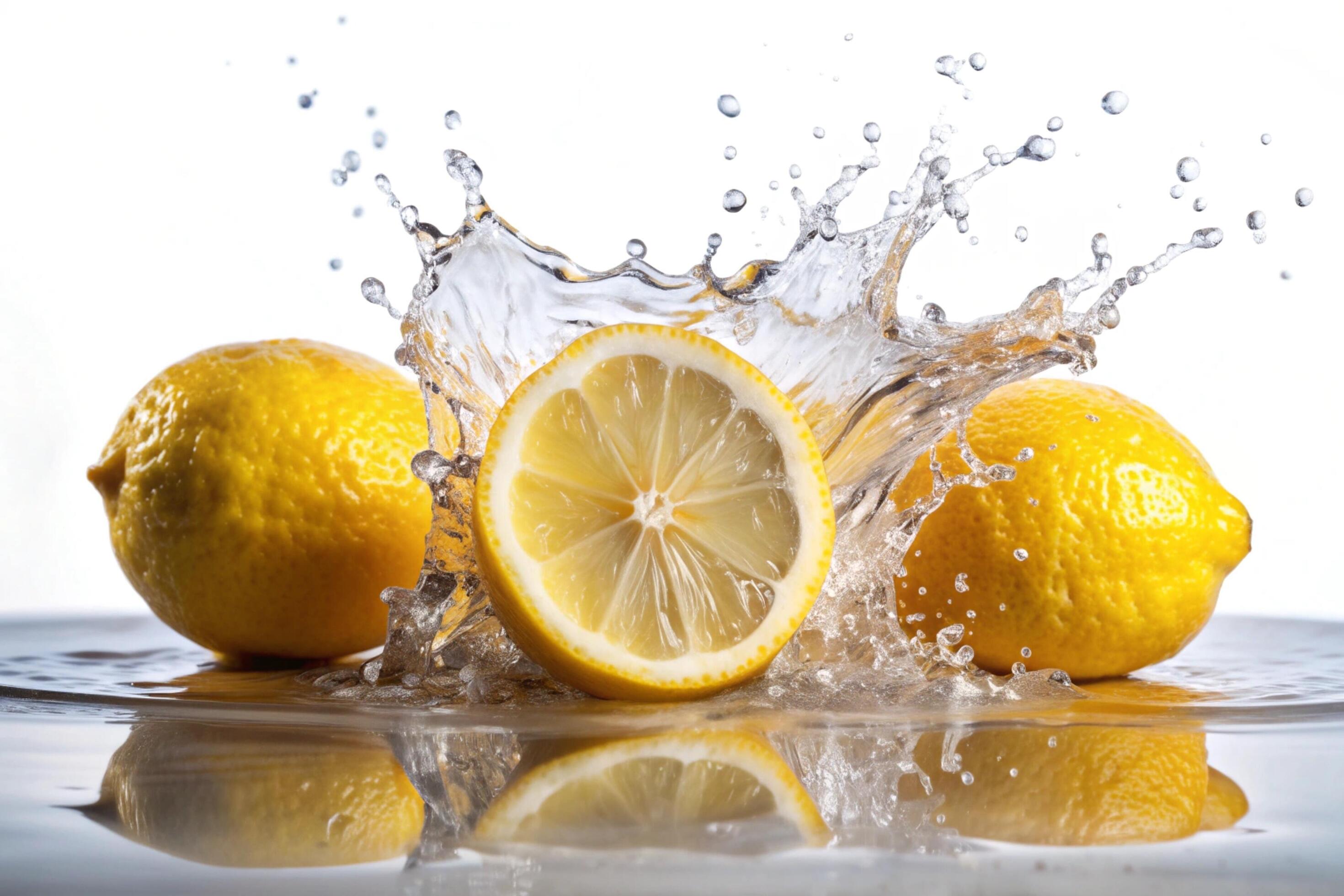 Lemon splashes on white background Stock Free