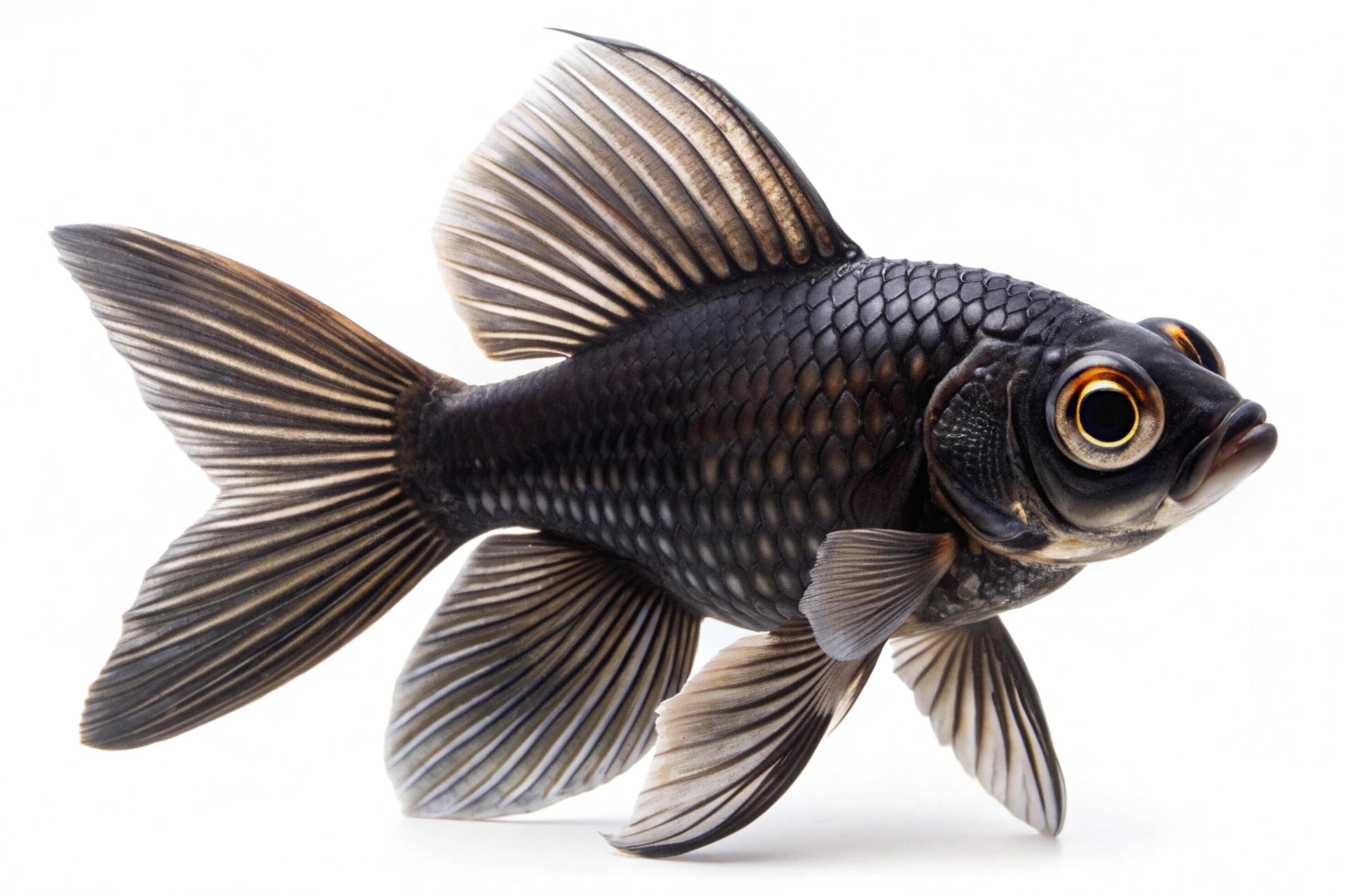 Black ornamental fish isolated on white background Stock Free