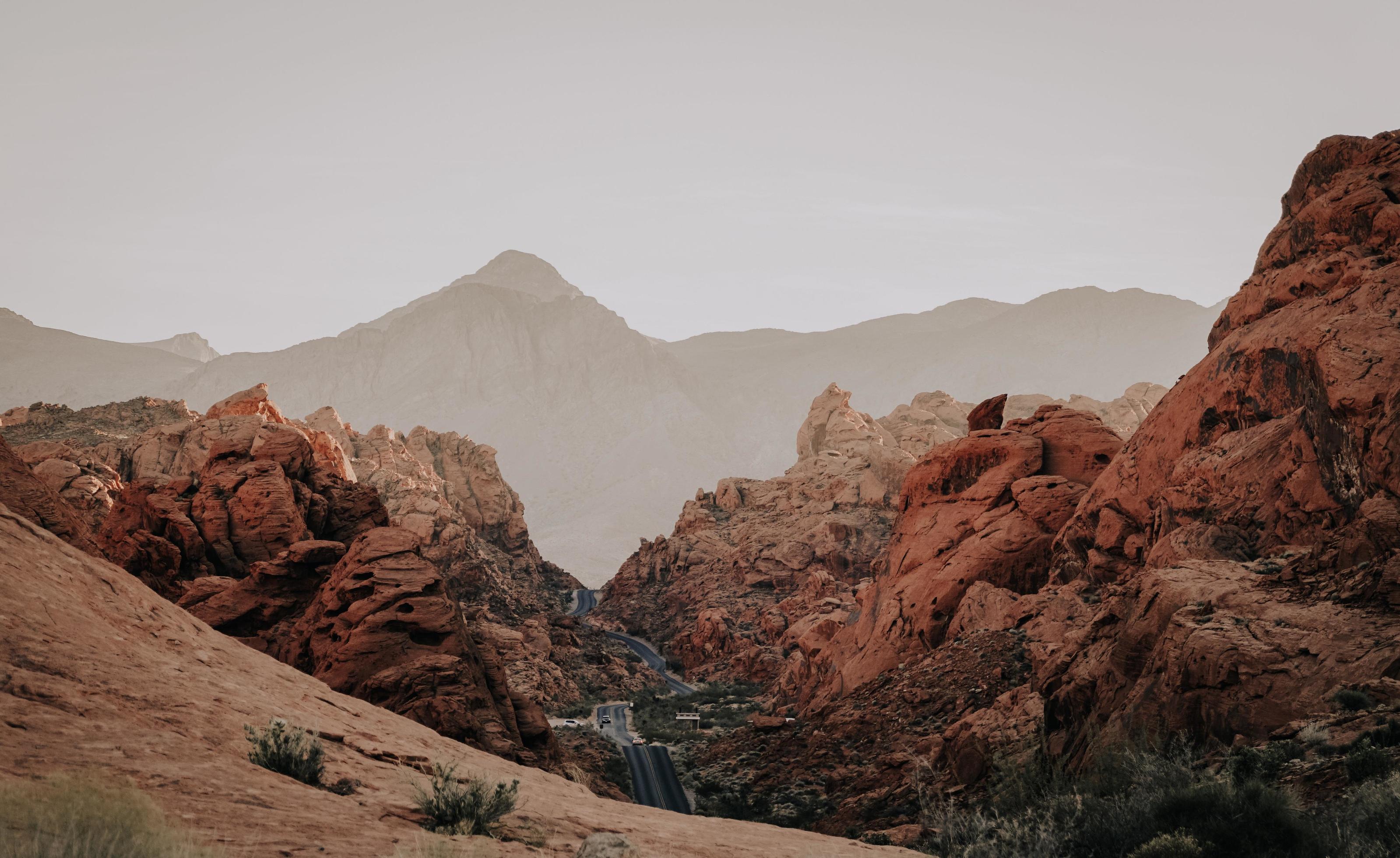 Brown rock formations in the desert Stock Free