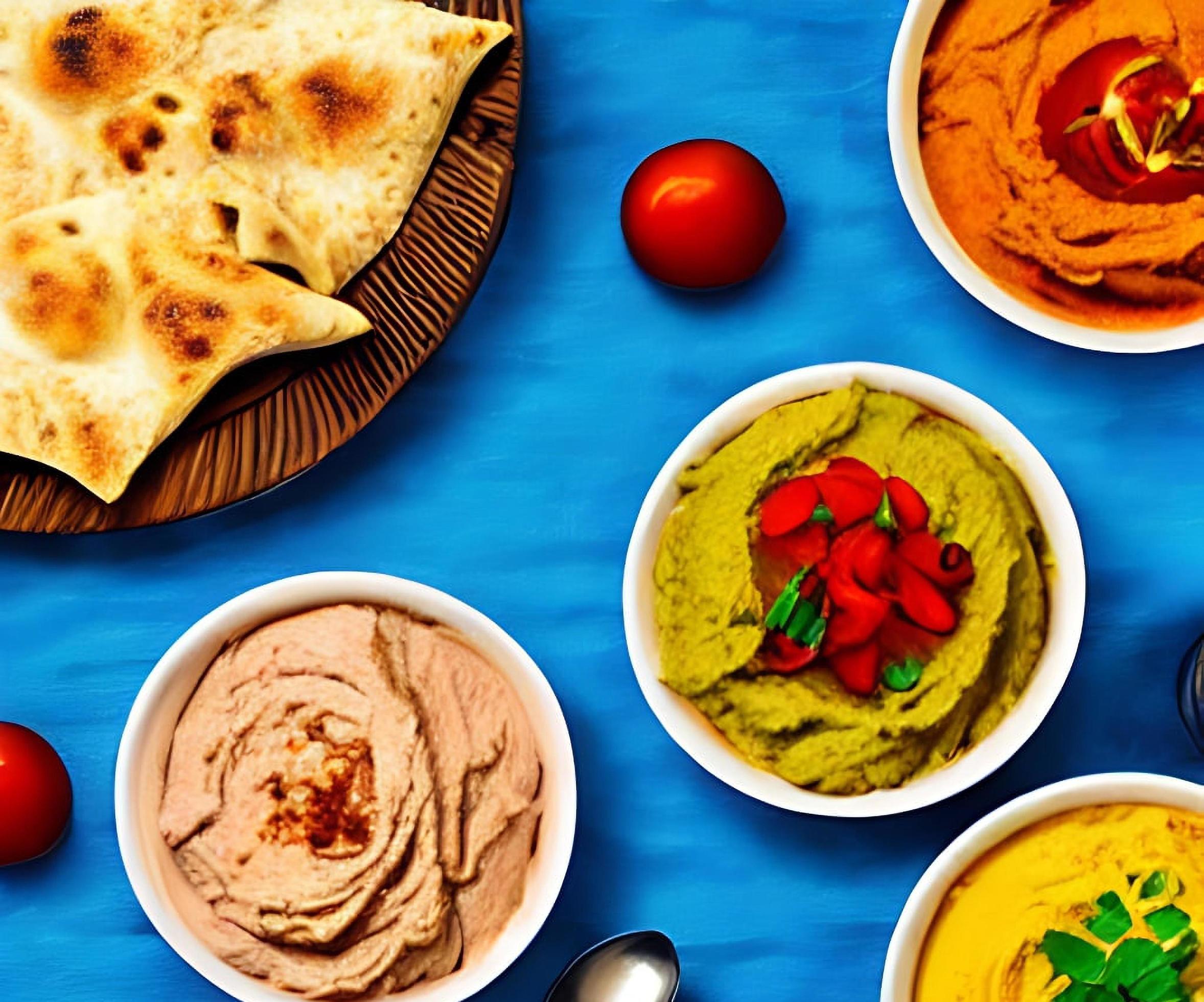 Healthy food. Traditional freshly made organic hummus. Stock Free