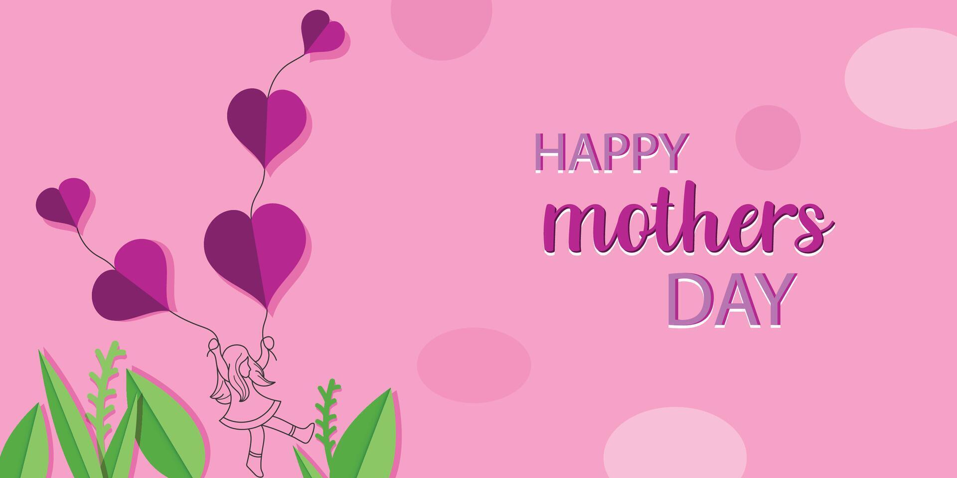 Mother’s day greeting card with paper cut style flowers background Stock Free