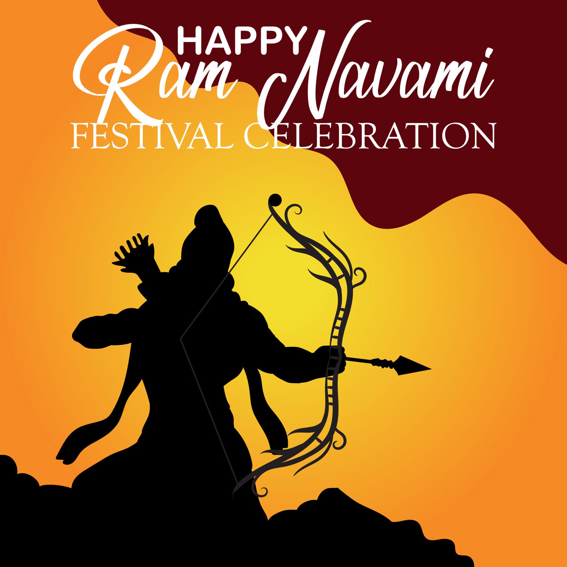 Happy Ram Navami cultural Banner Hindu festival vertical post wishes celebration card Ram Navami celebration background Free Vector