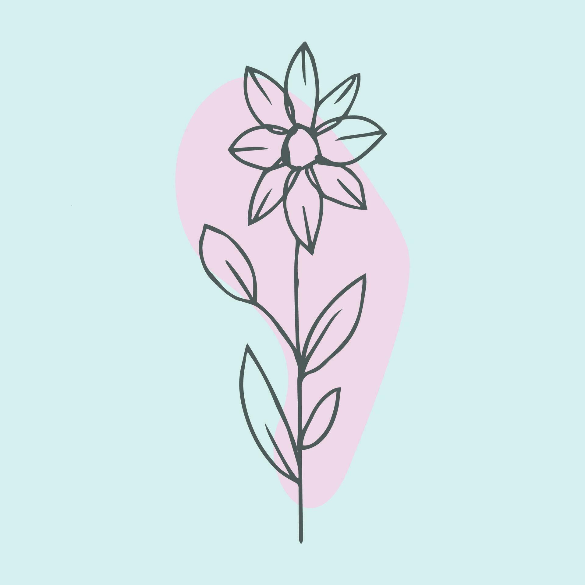 Flat Hand Drawn Simple Flower Outline Stock Free