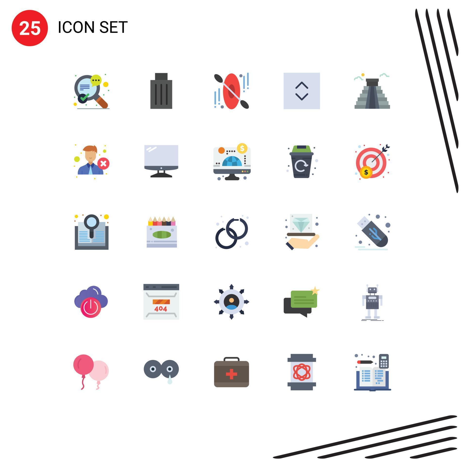 Modern Set of 25 Flat Colors and symbols such as american building trash square arrows Editable Vector Design Elements Stock Free and Free SVG