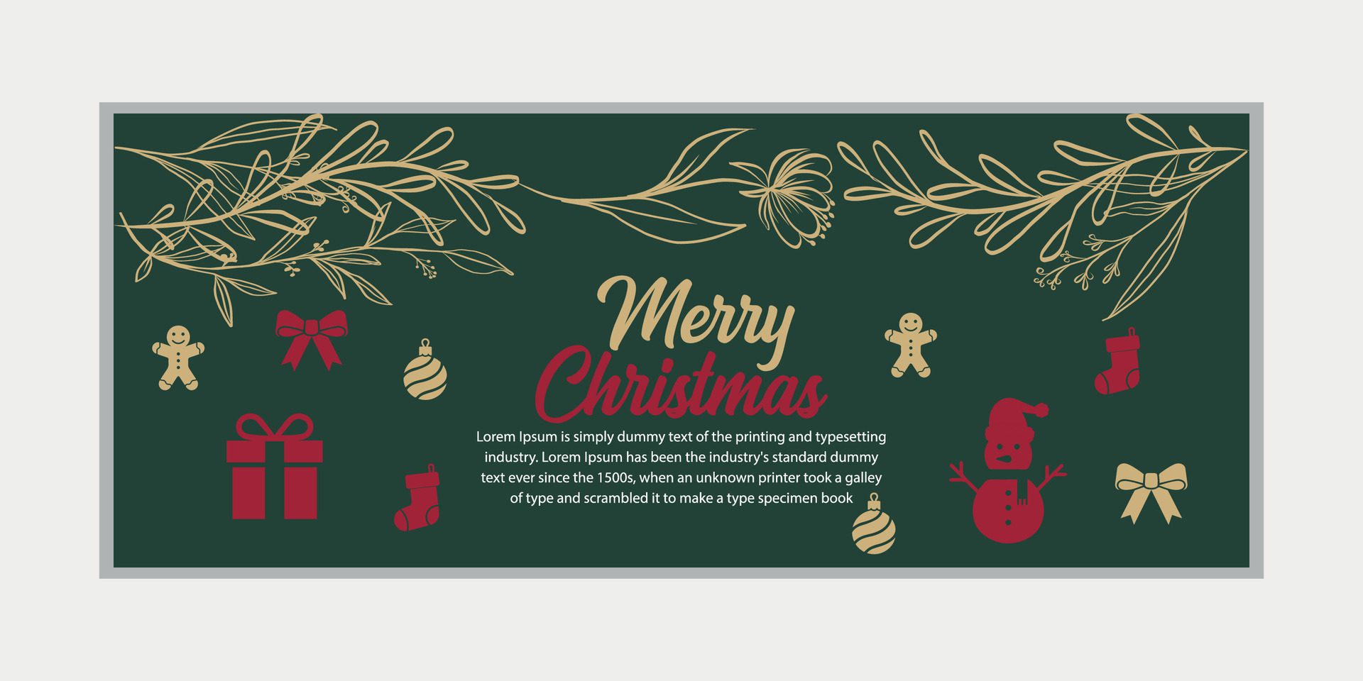 merry christmas banner set and happy new year banner, social media cover and web banner,Merry Christmas design for greeting card, Free Vector