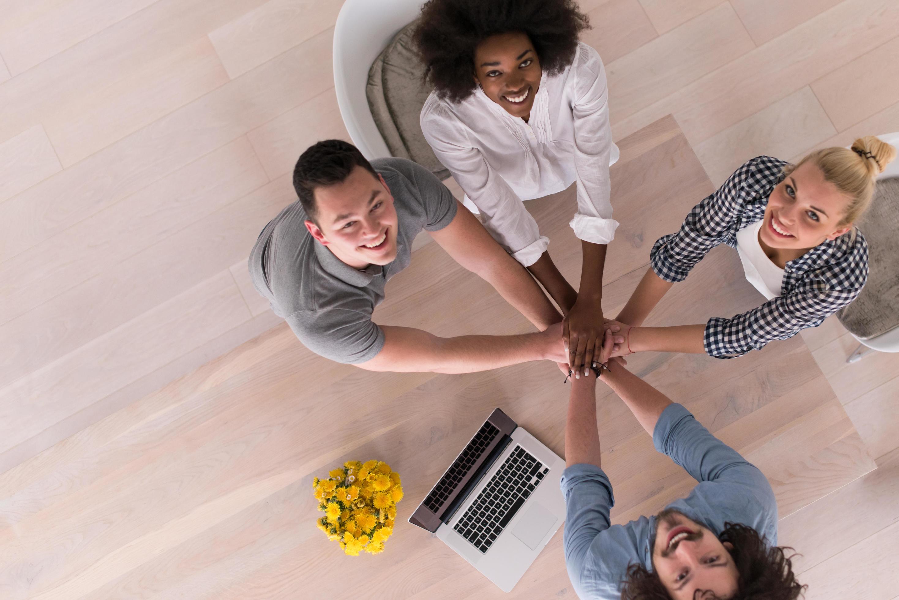 top view of Multiethnic startup business team on meeting Stock Free