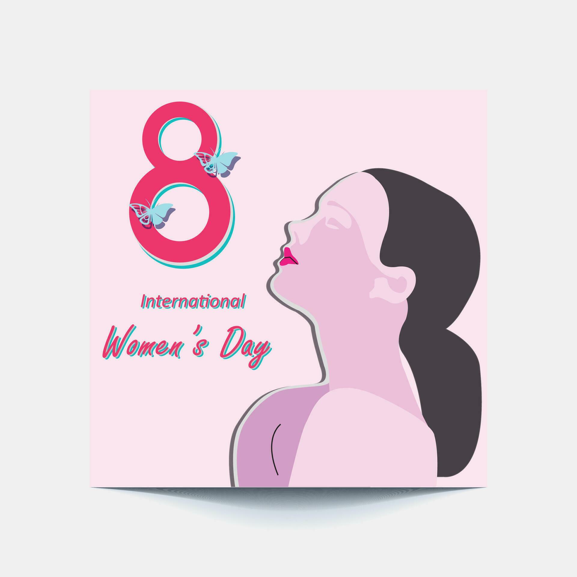 International Women’s Day 8 march with frame of flower and Paper art style. Stock Free