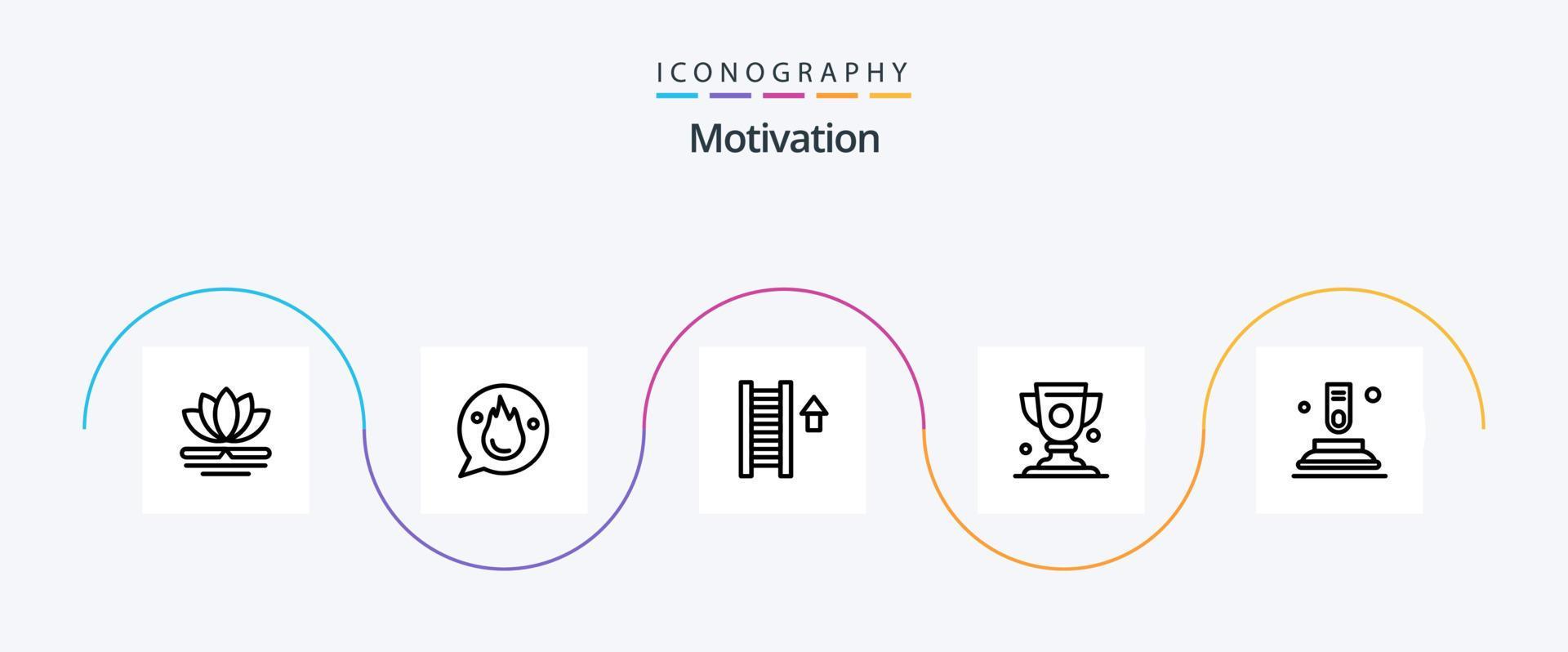 Motivation Line 5 Icon Pack Including press. prize. training. cup. arrow Stock Free