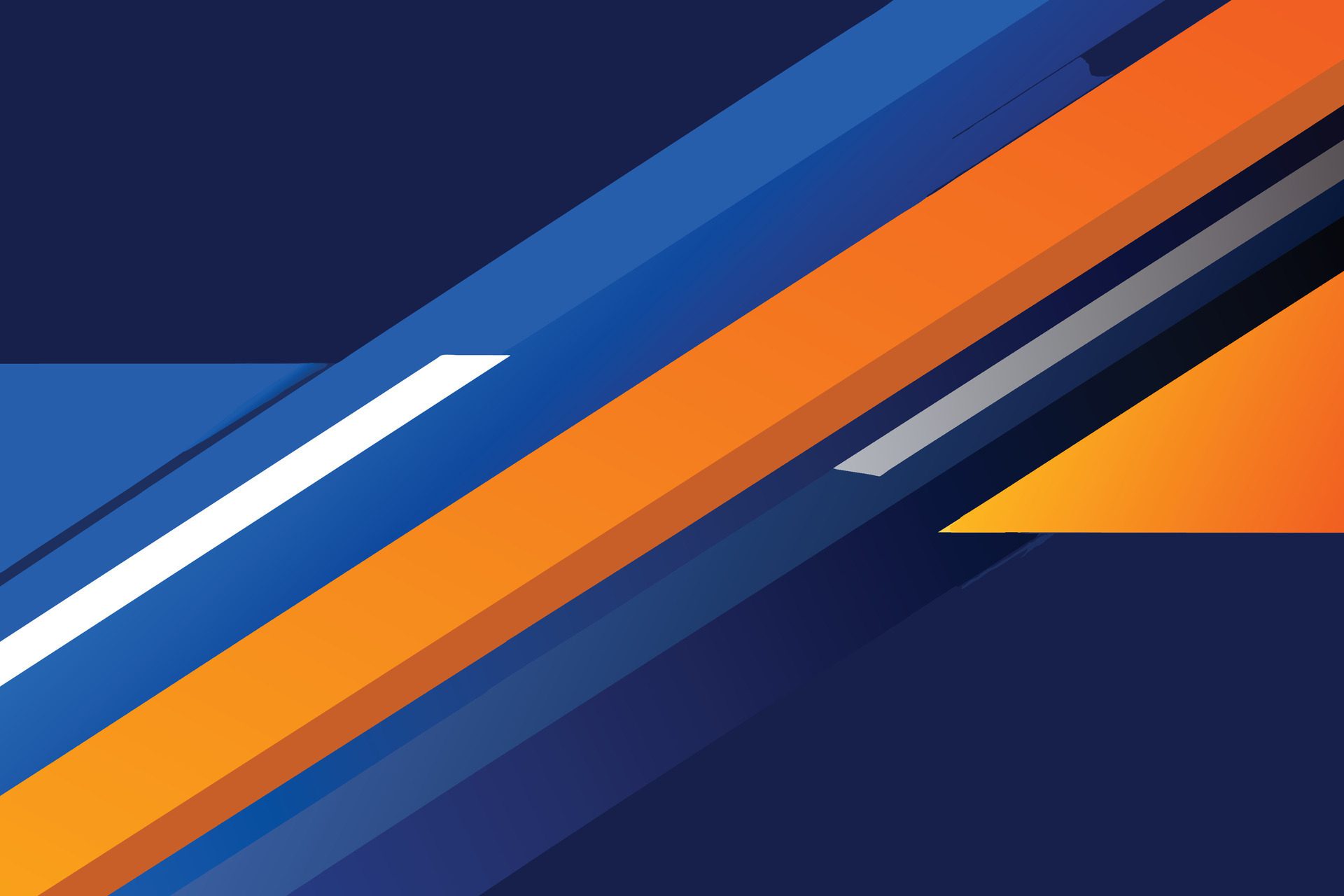 High contrast blue and orange glossy stripes. Abstract tech graphic banner design. Vector corporate background Free Vector