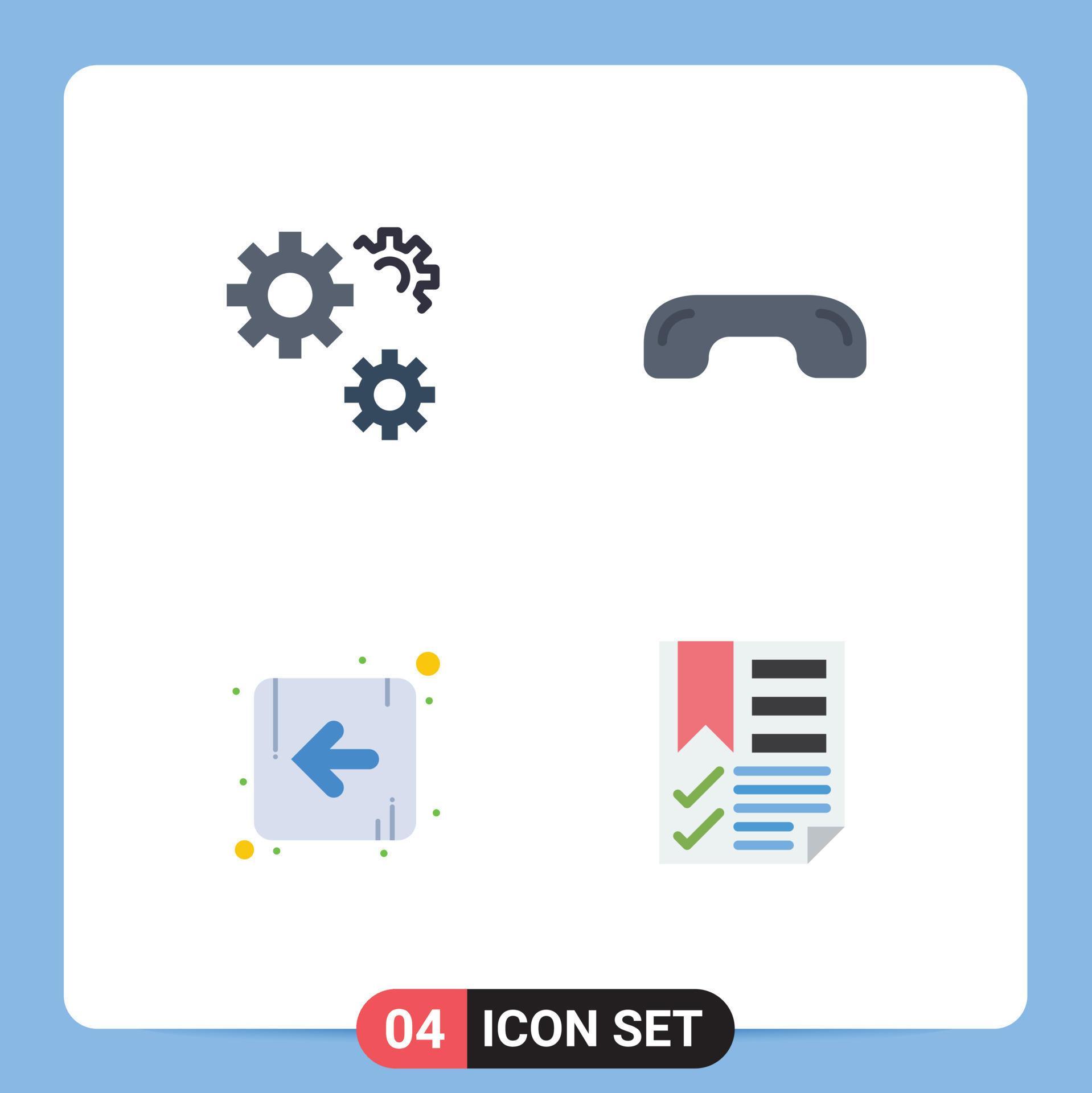 Modern Set of 4 Flat Icons and symbols such as configuration arrow service hang up left Editable Vector Design Elements Stock Free and Free SVG