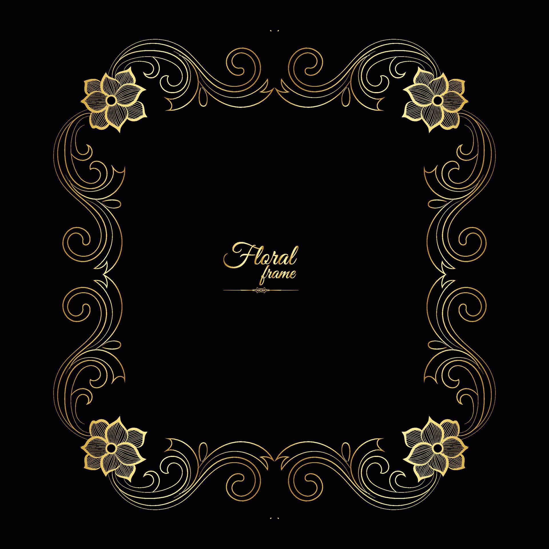 
									Vector luxury decorative golden vintage frames and borders. retro ornamental frame art and flower isolated floral background Stock Free