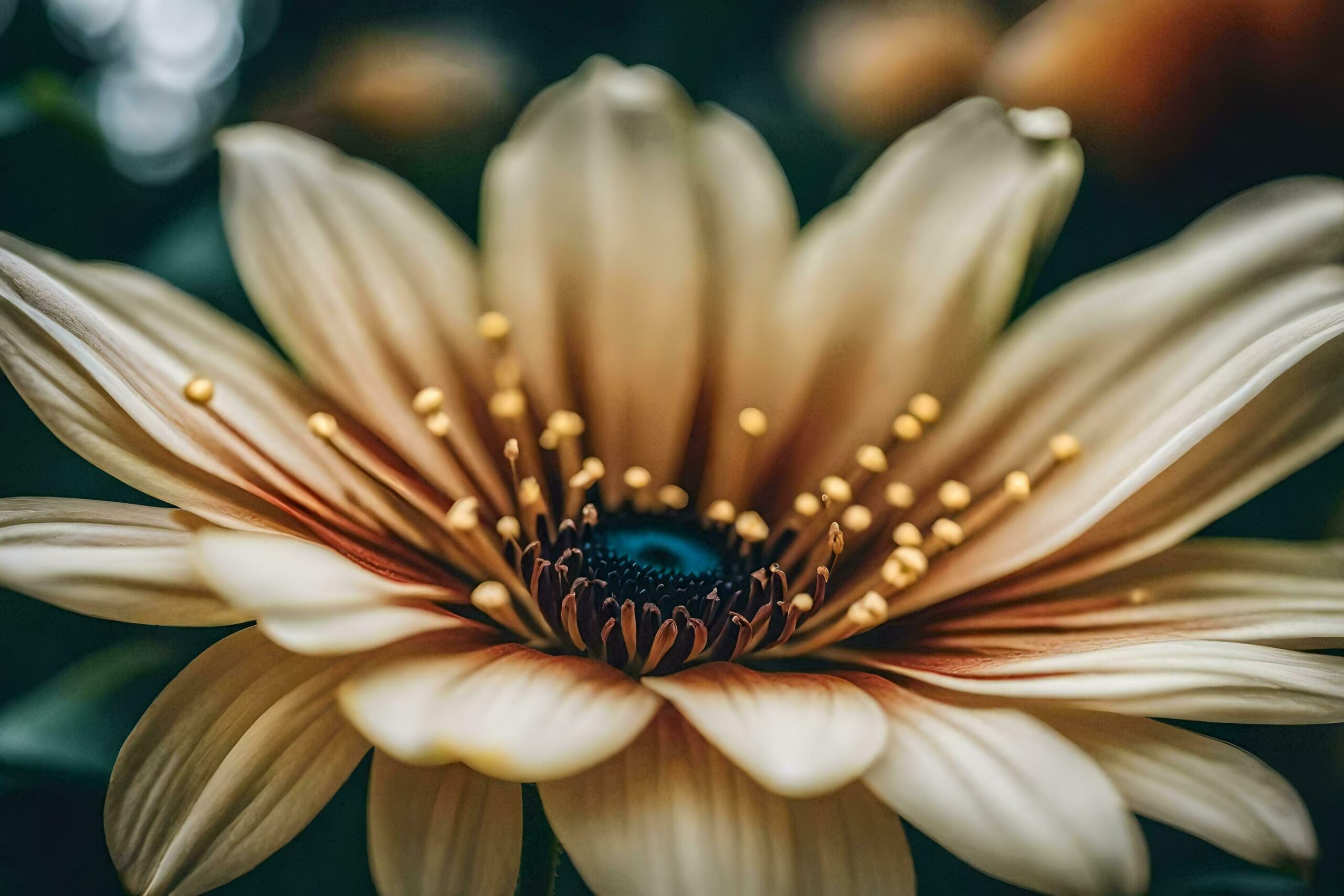 a close up of a flower with a blue eye Free Photo