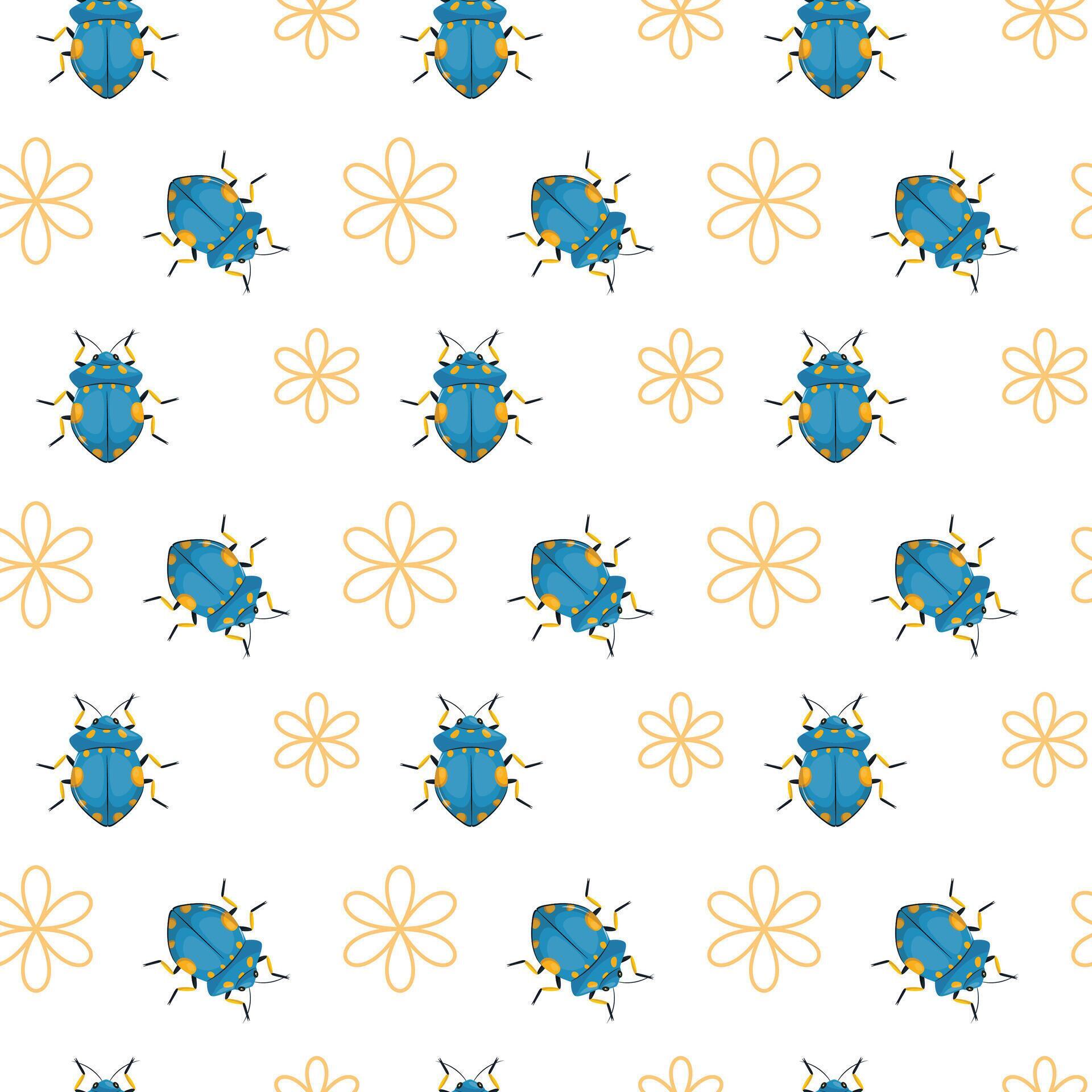 Ladybug And Flower Seamless Pattern Design Stock Free