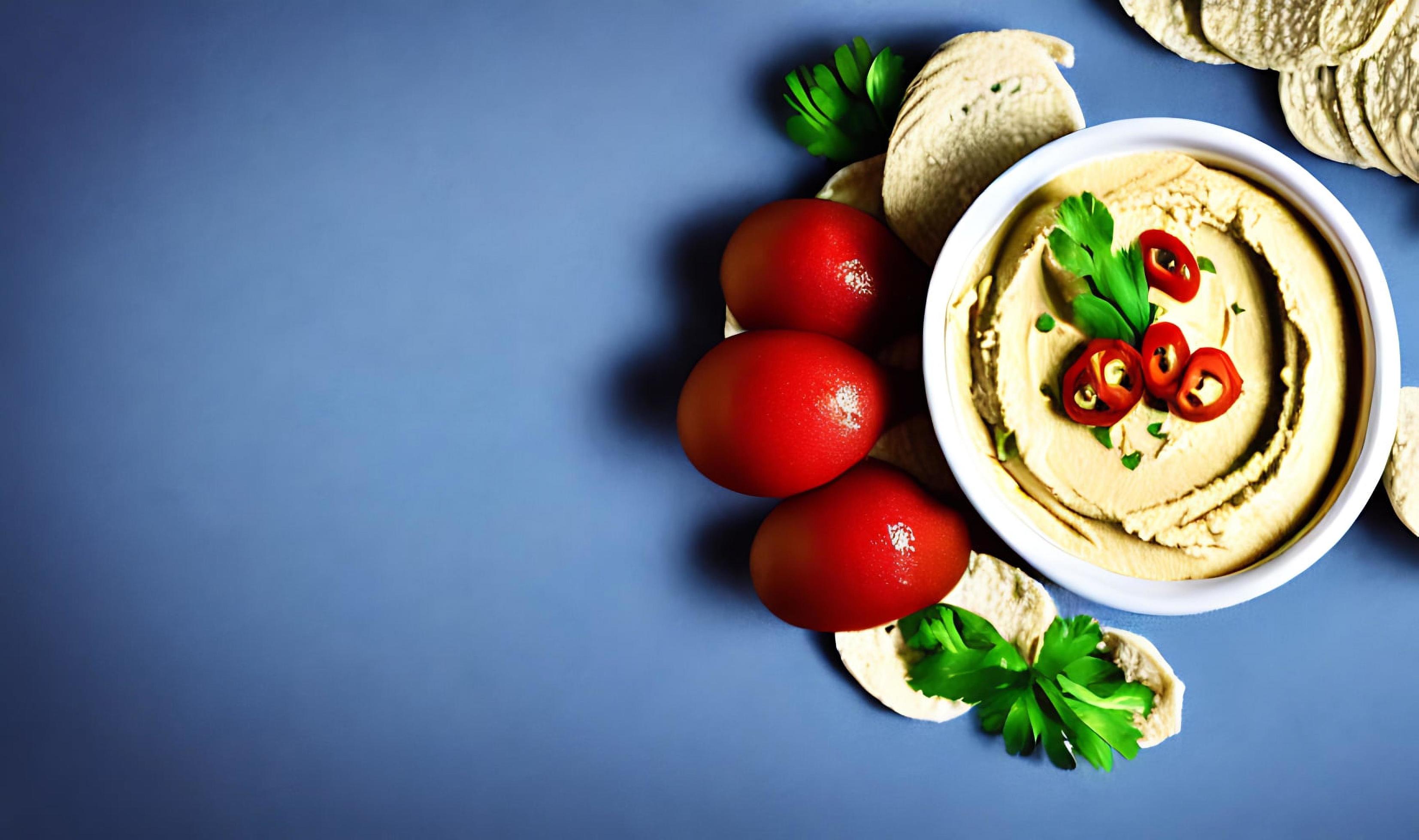 Healthy food. Traditional freshly made organic hummus. Stock Free